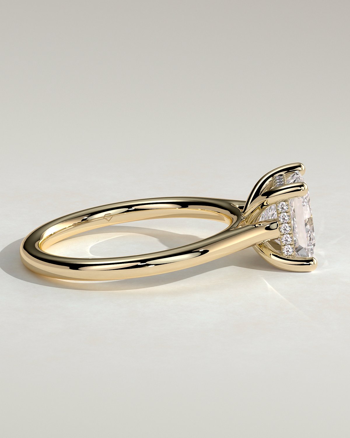 Natalie  Cathedral Princess Solitaire with Hidden Halo - 18k Yellow Gold