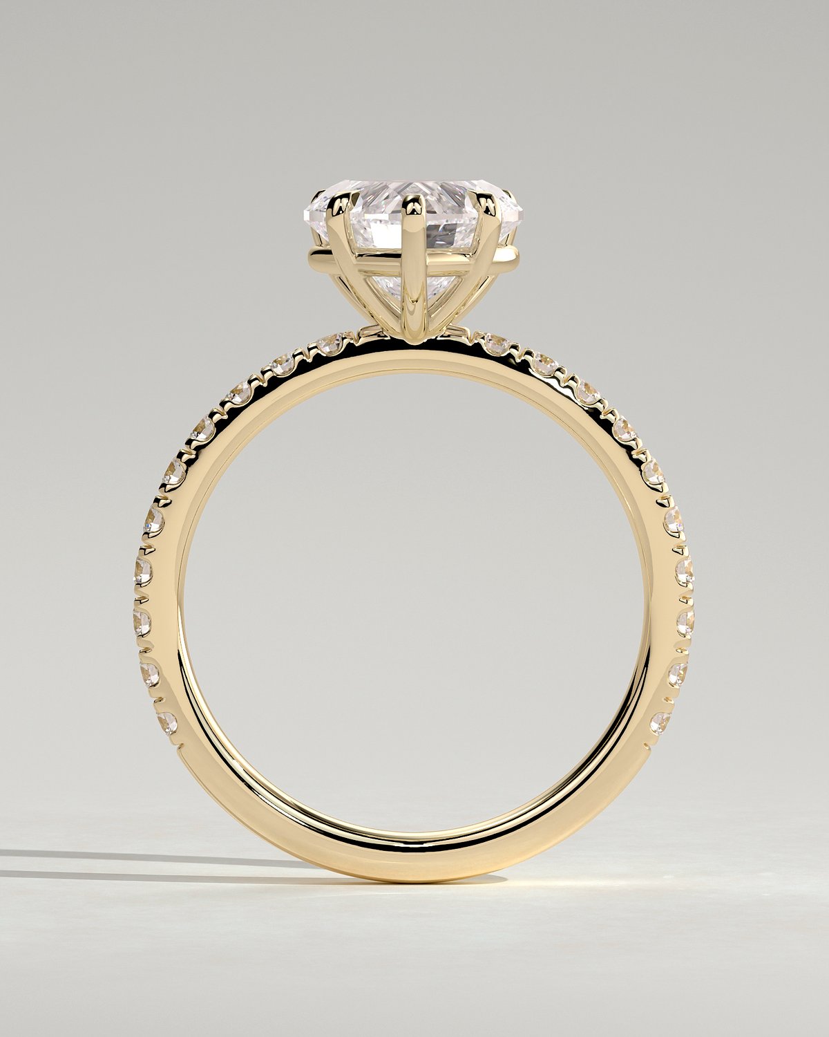 Neha  Heart Solitaire with Pave - 18k Yellow Gold