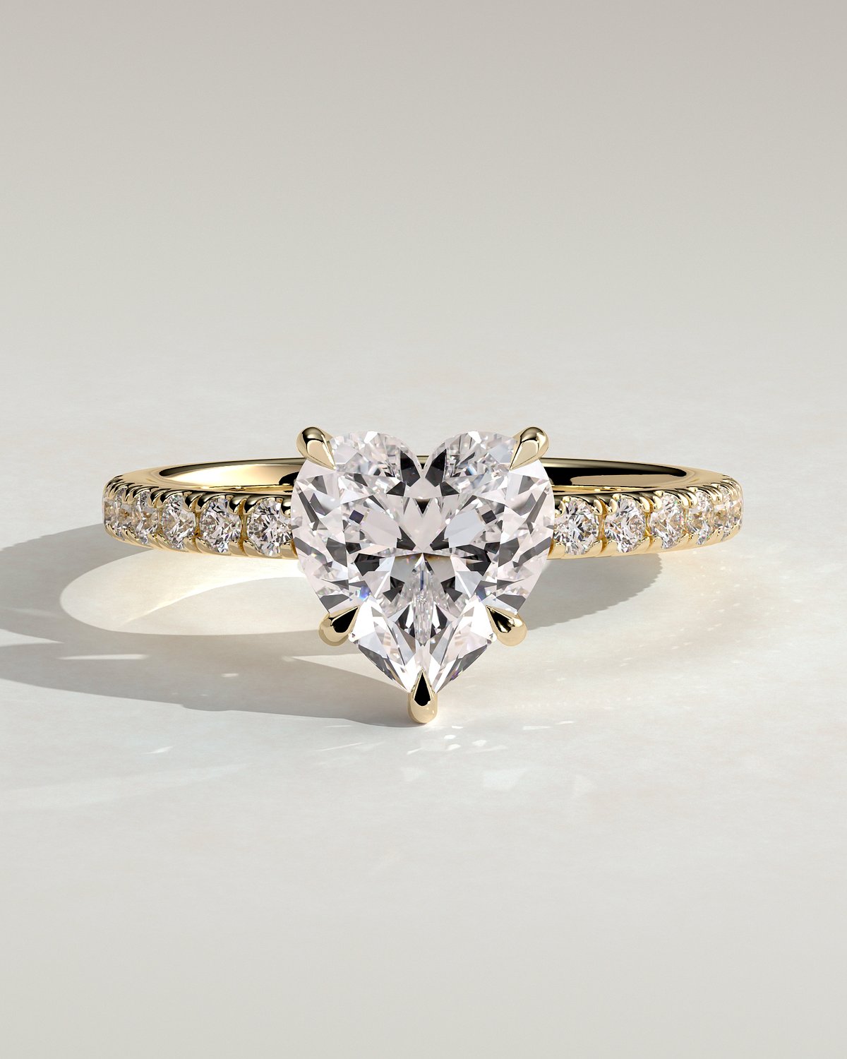 Neha  Heart Solitaire with Pave - 18k Yellow Gold