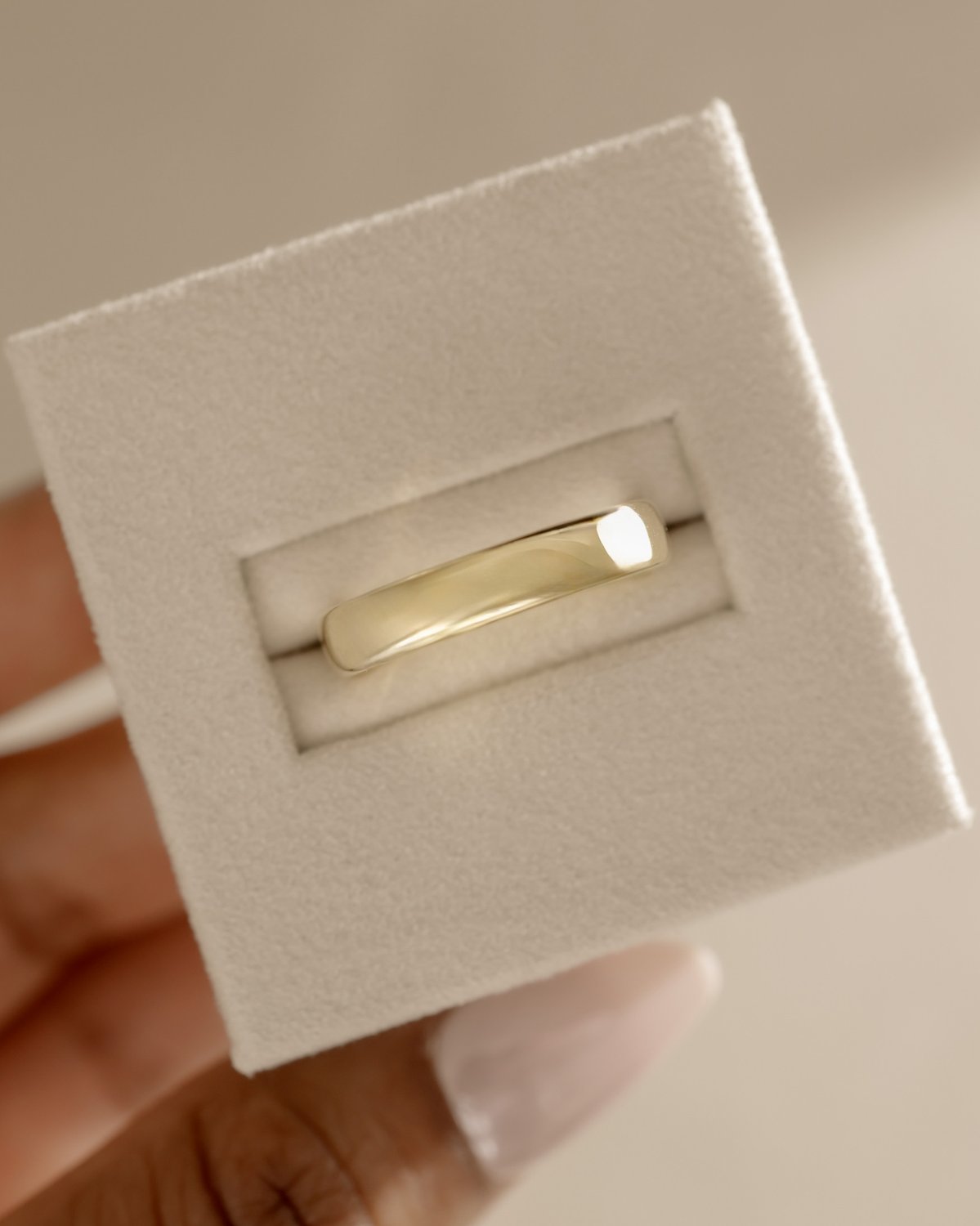 Neyda - Cigar Band Wedding Ring Lifestyle Image