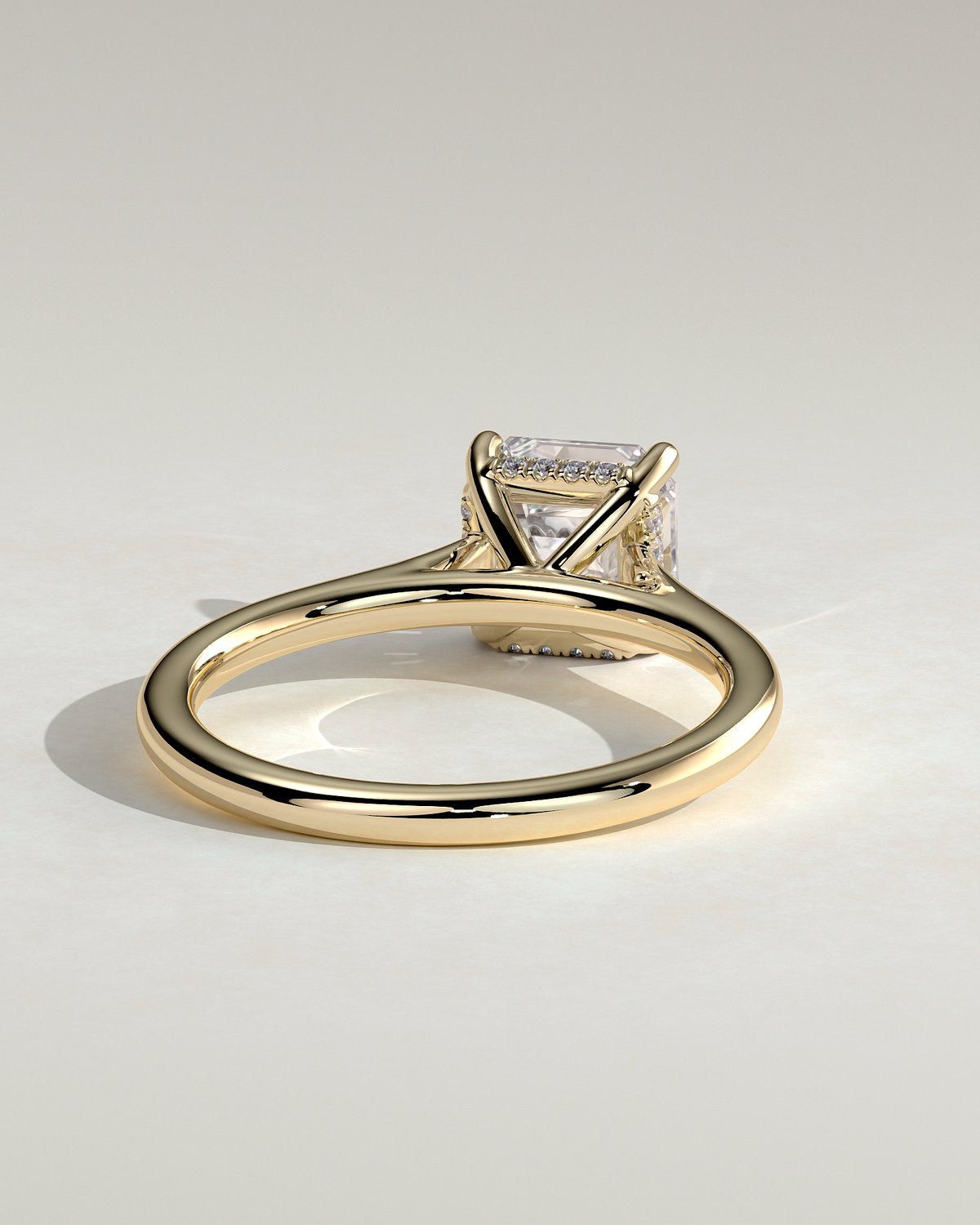 Nia - 4 Claw Asscher Solitaire with Hidden Halo - 18k Yellow Gold