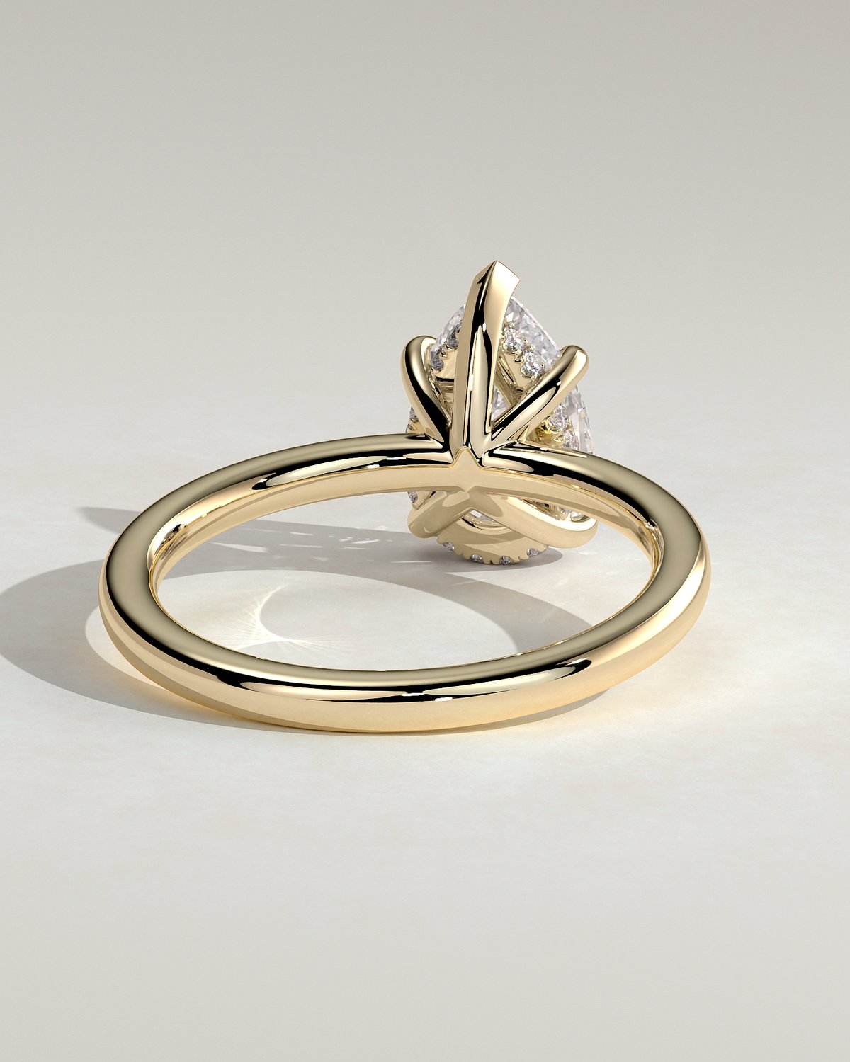 Nienna - 5 Claw Pear Solitaire with Hidden Halo - 18k Yellow Gold