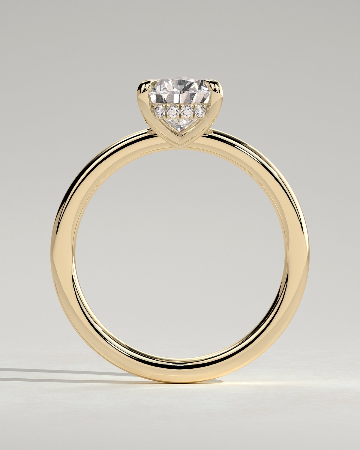 Nienna - 5 Claw Pear Solitaire with Hidden Halo - 18k Yellow Gold