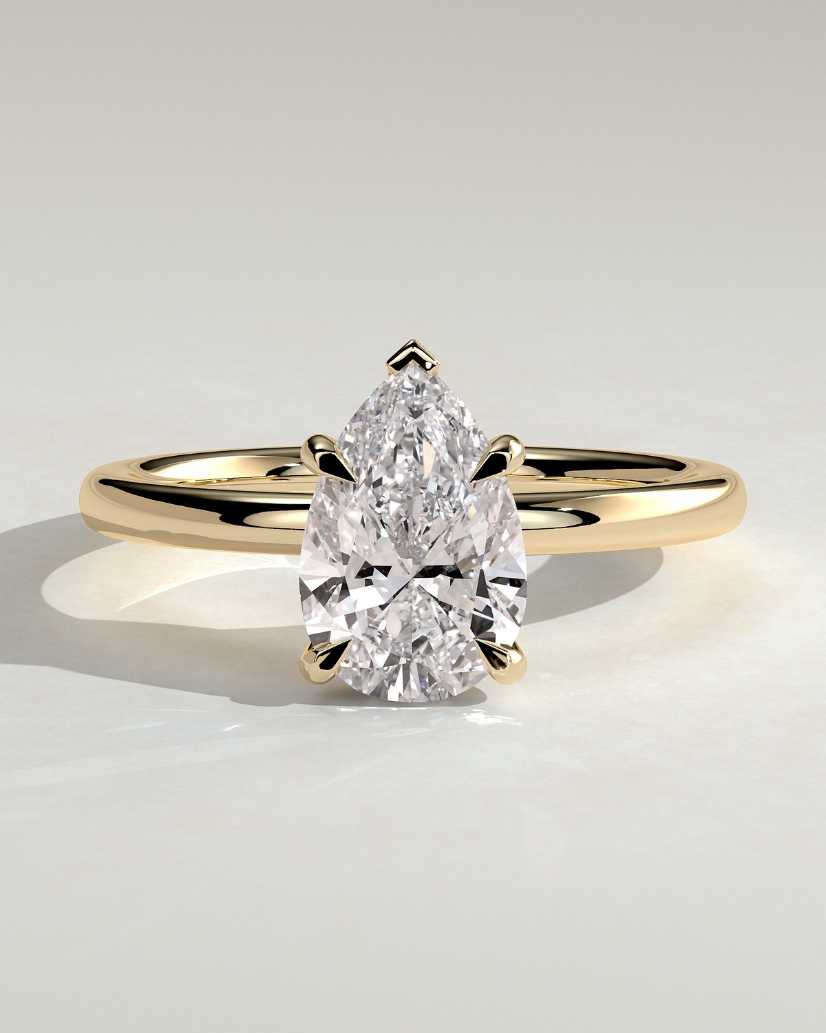 Nienna - 5 Claw Pear Solitaire with Hidden Halo - 18k Yellow Gold