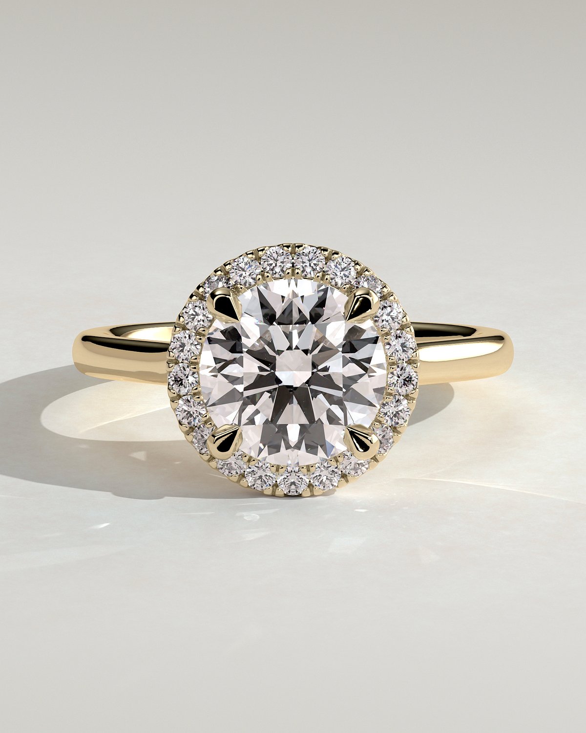 Nola - Round Halo with Cathedral - 18k Yellow Gold