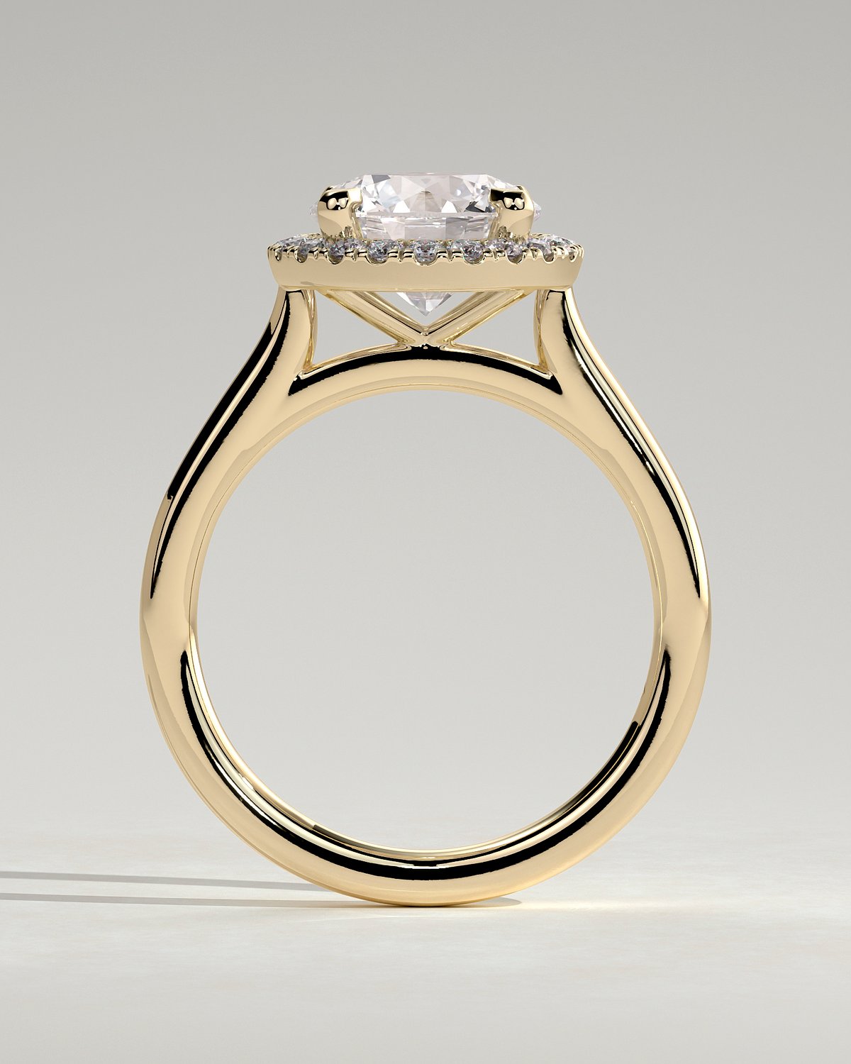 Nola - Round Halo with Cathedral - 18k Yellow Gold