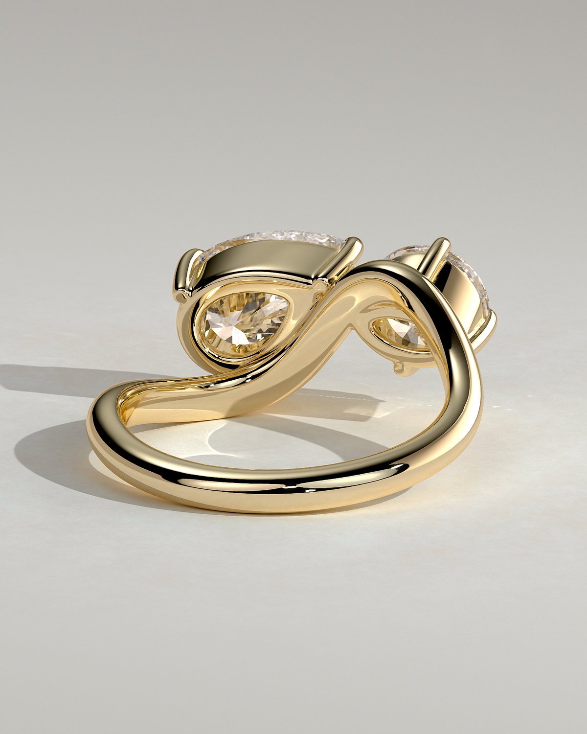 Noor - Pear and Round Stone Twist Toi et Moi - 18k Yellow Gold