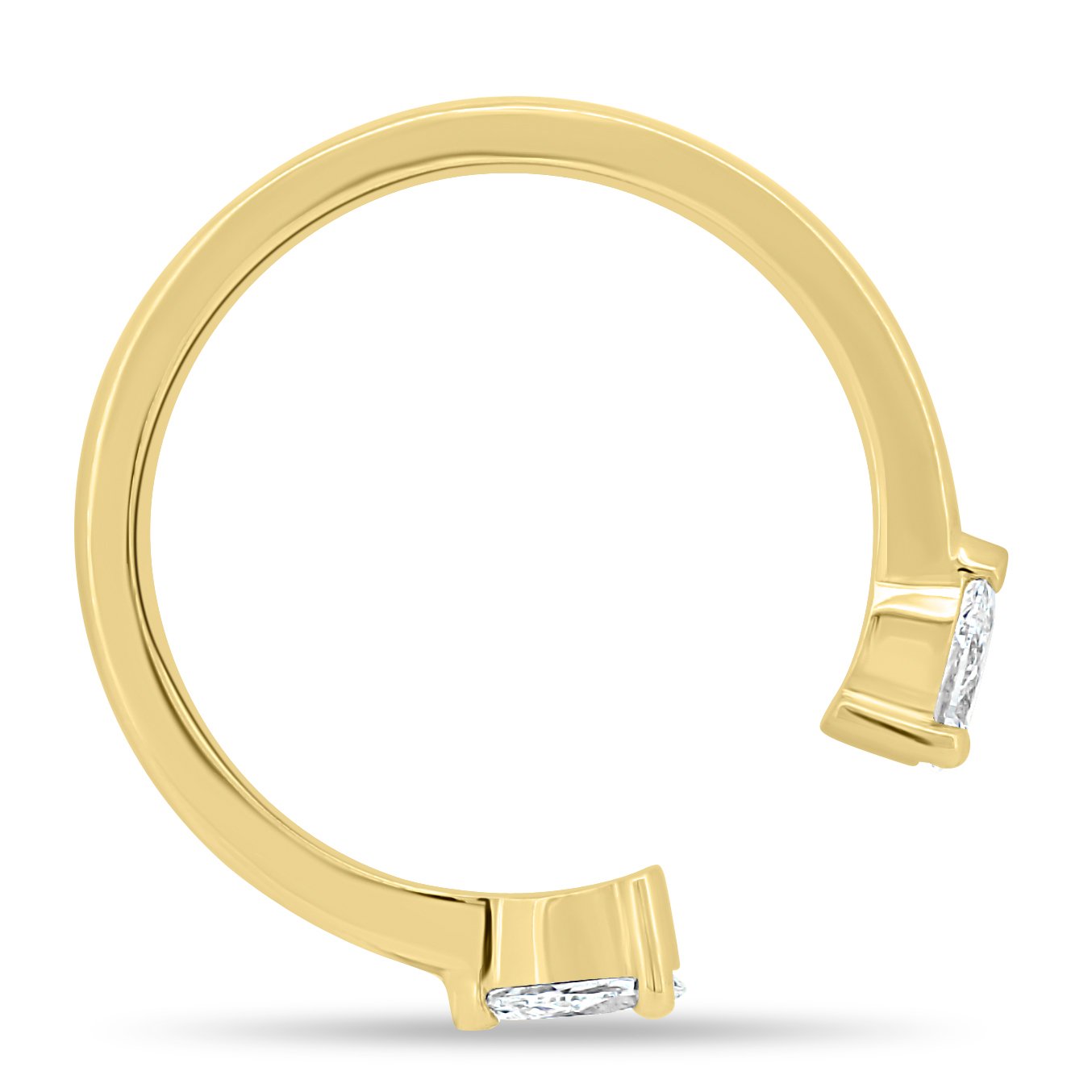 Pearl - Pear Open Wedding Ring - 18k Yellow Gold