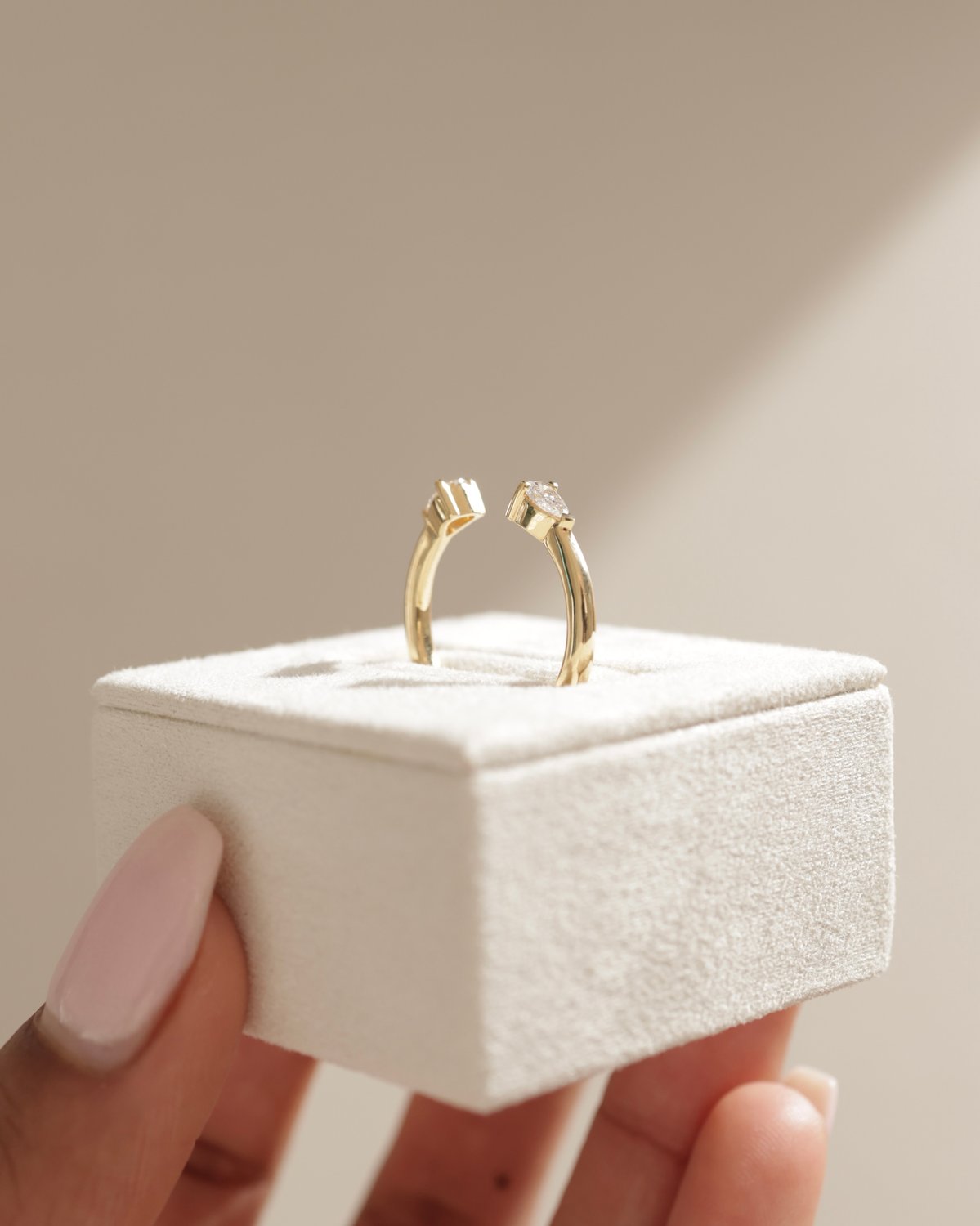 Pearl - Pear Open Wedding Ring Lifestyle Image