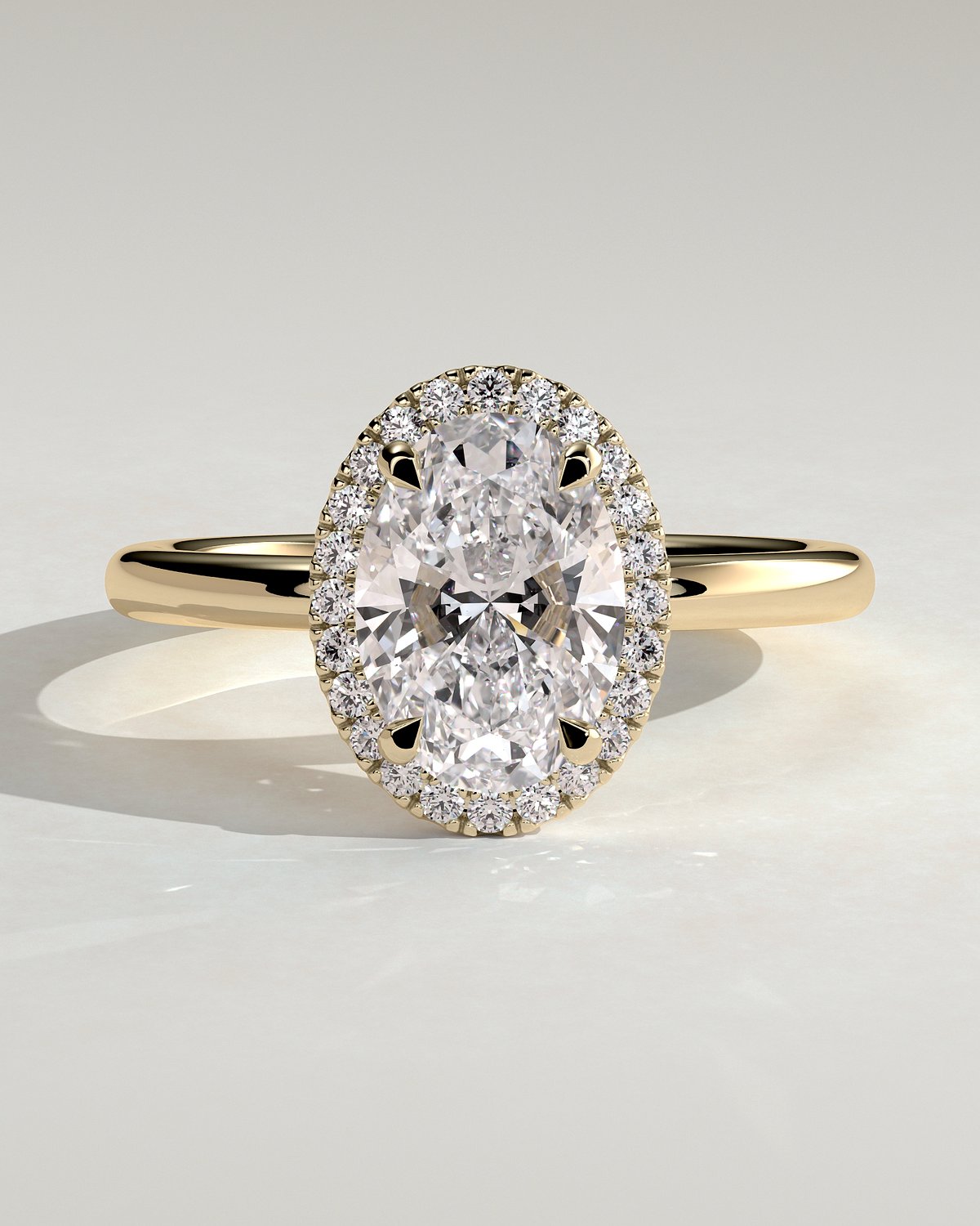 Phoebe  Oval Halo - 18k Yellow Gold