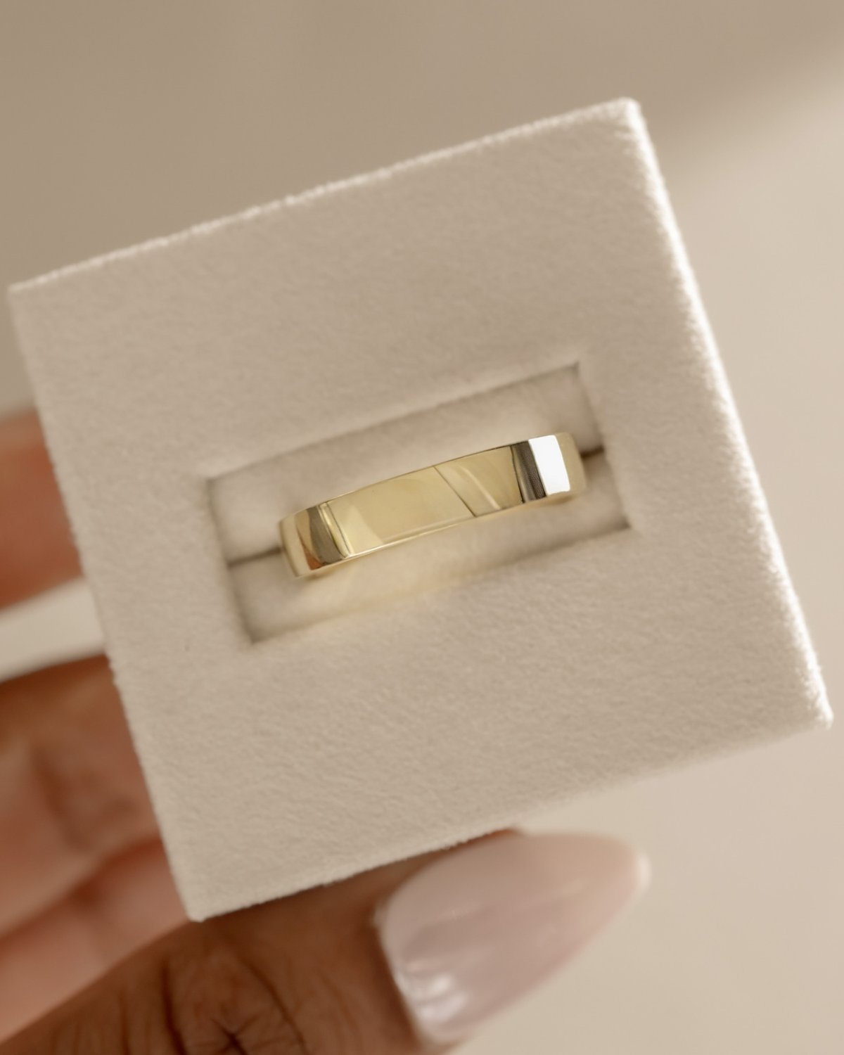 Piper - Cigar Band Wedding Ring Lifestyle Image