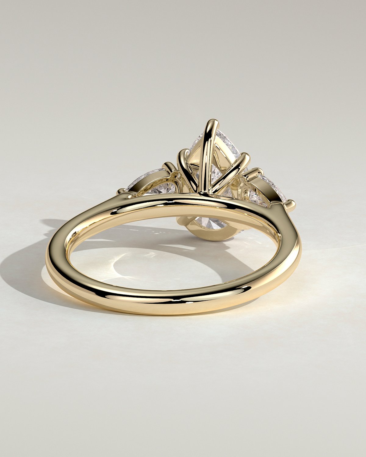 Rosalia - Pear Trilogy with Cathedral Setting - 18k Yellow Gold