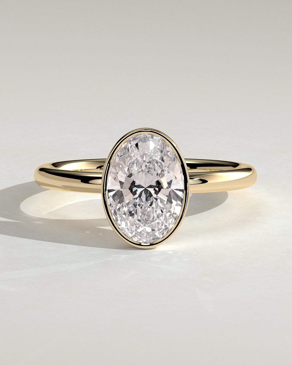 Sage - Bezel Set Oval Solitaire - 18k Yellow Gold