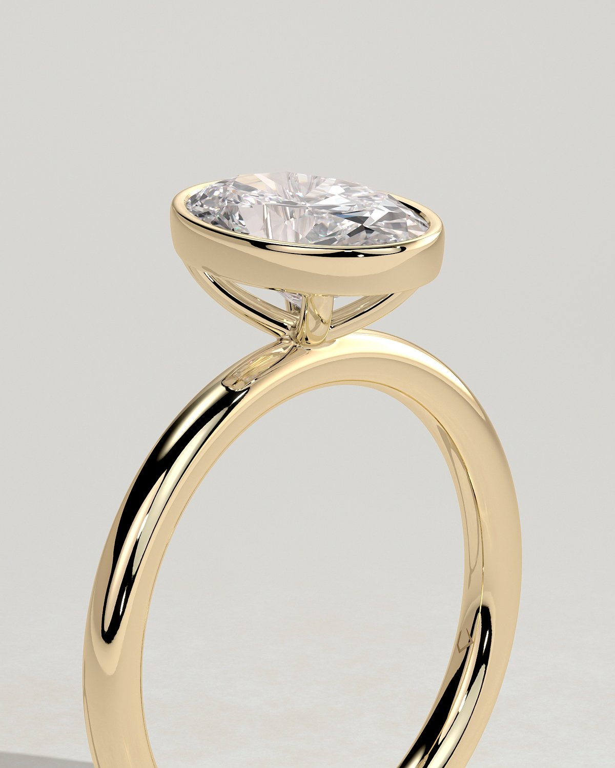 Sage - Bezel Set Oval Solitaire - 18k Yellow Gold