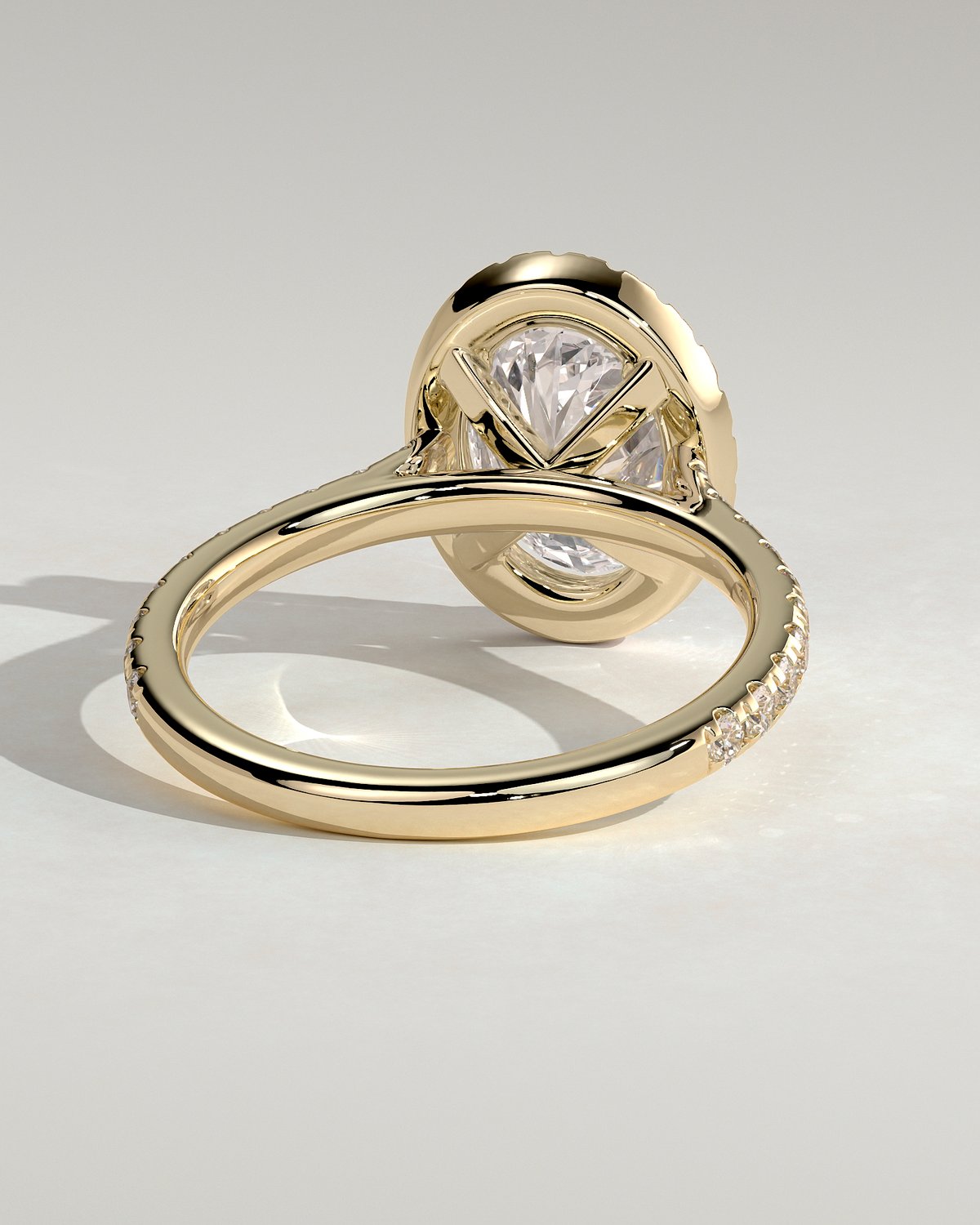 Sally - Oval Halo and Pav - 18k Yellow Gold