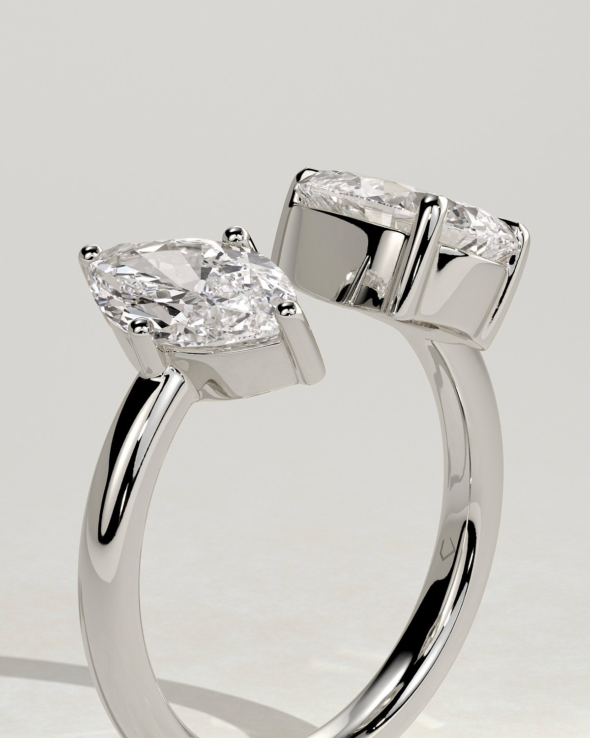 Salma - Pear and Marquise Open Band Toi et Moi - 18k White Gold