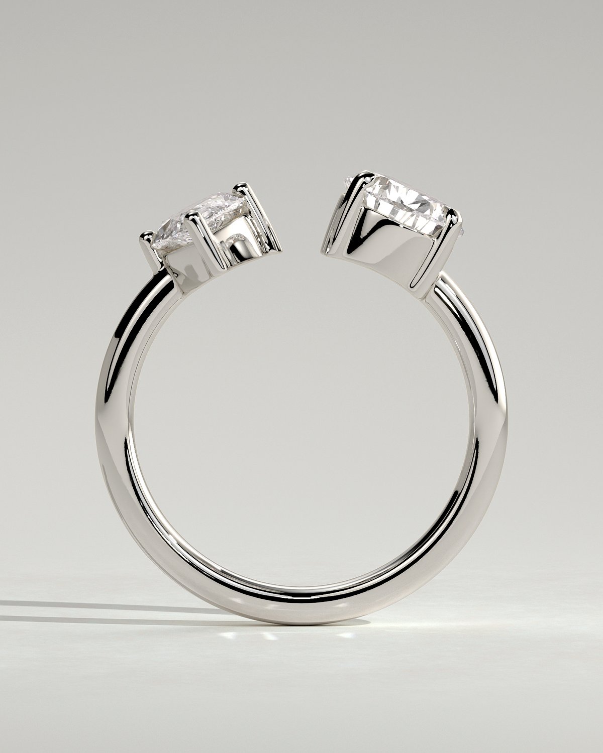 Salma - Pear and Marquise Open Band Toi et Moi - 18k White Gold