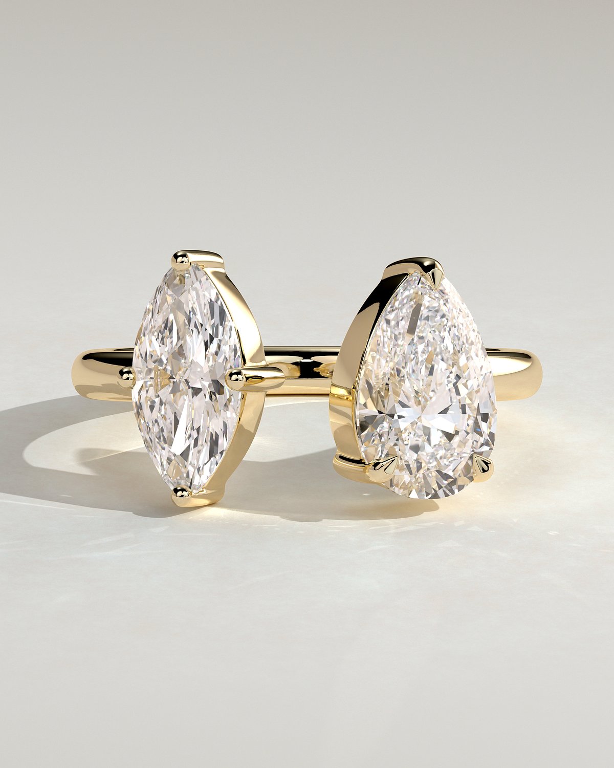 Salma - Pear and Marquise Open Band Toi et Moi - 18k Yellow Gold