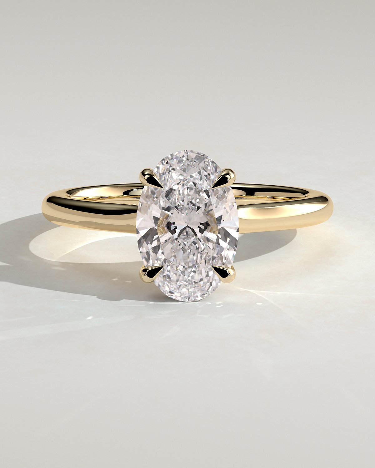 Scarlett - Oval Cathedral Solitaire with Hidden Halo - 18k Yellow Gold