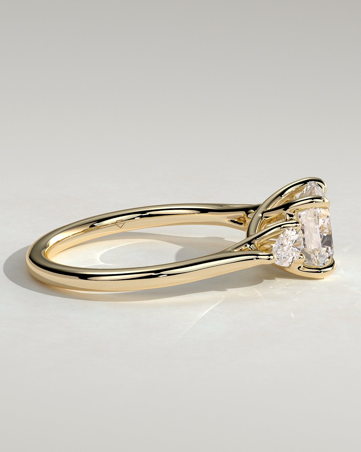 Selena - Trellis Set Cushion Trilogy - 18k Yellow Gold