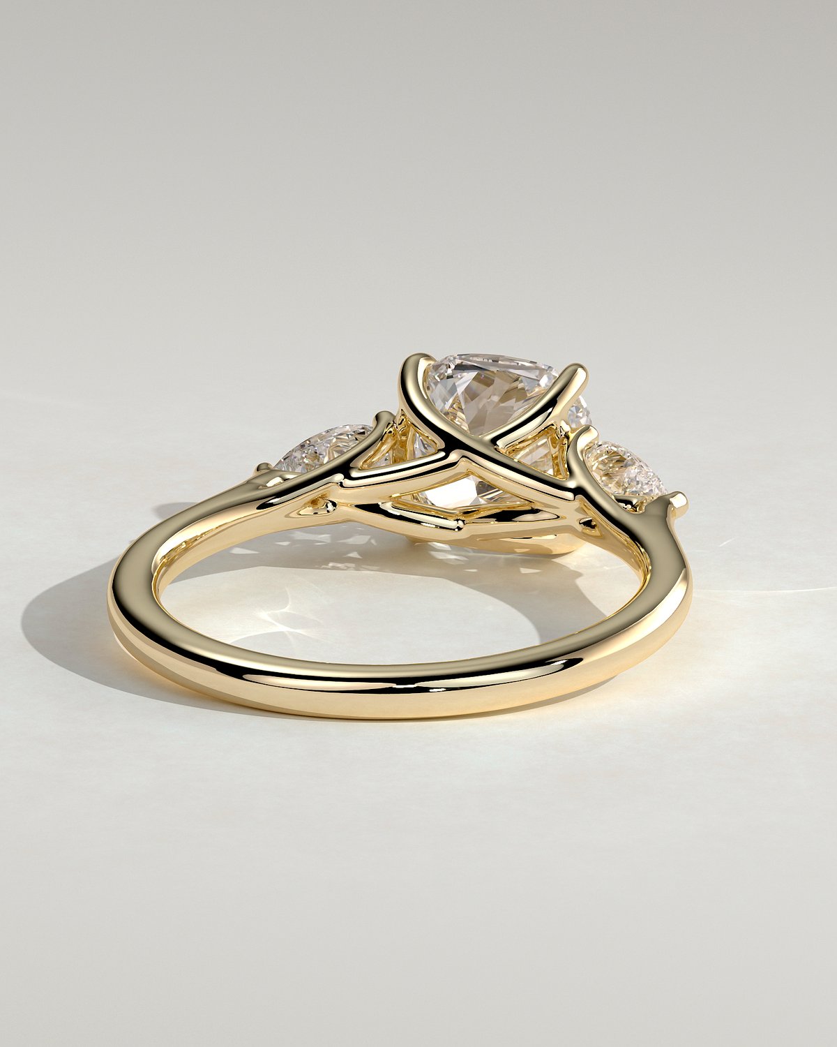 Selena - Trellis Set Cushion Trilogy - 18k Yellow Gold