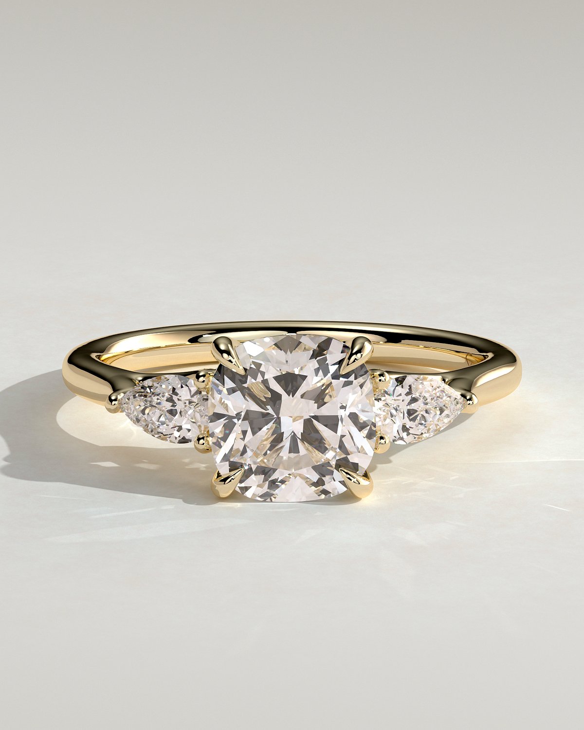 Selena - Trellis Set Cushion Trilogy - 18k Yellow Gold