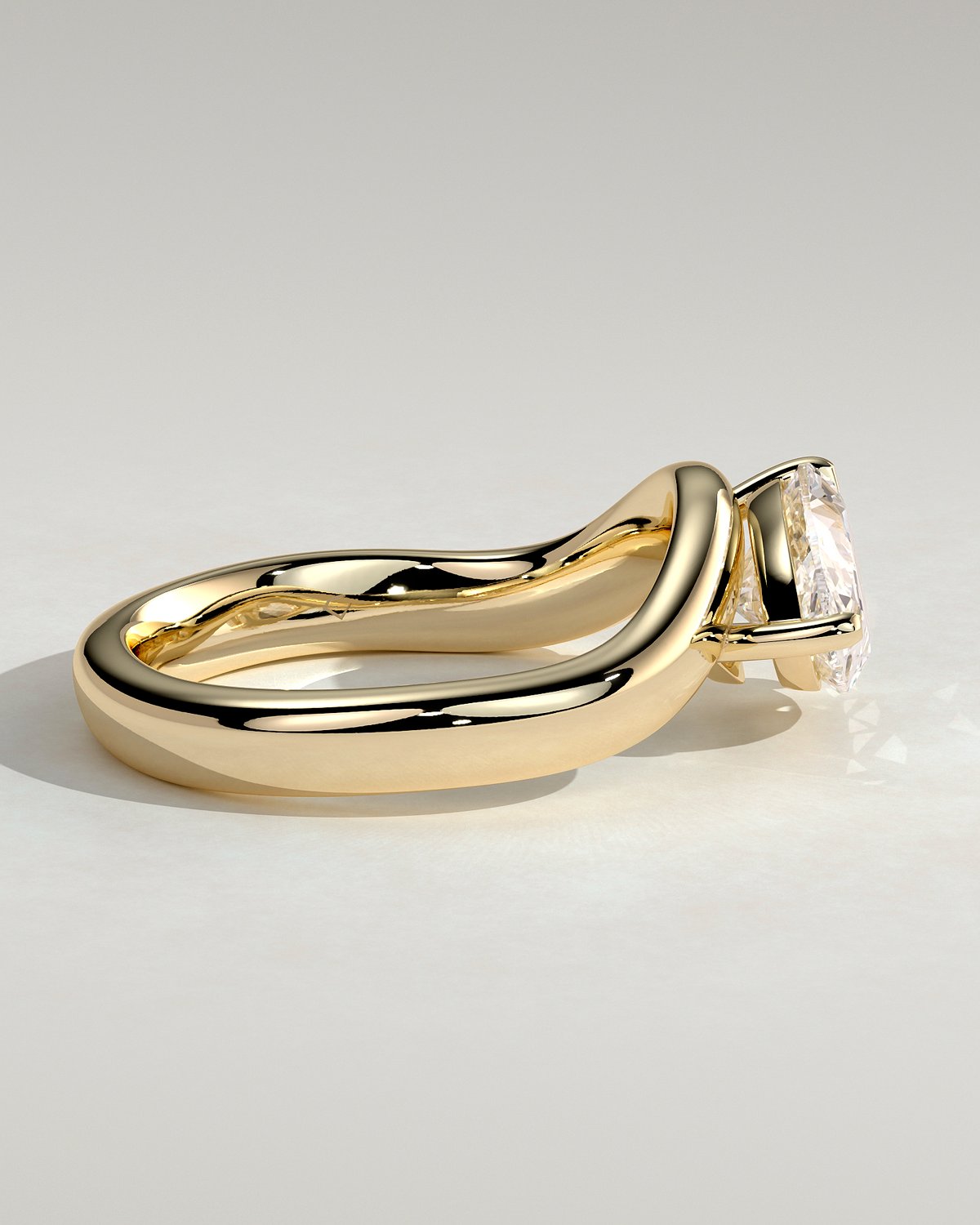 Shai - Pear Solitaire with Twist Band - 18k Yellow Gold