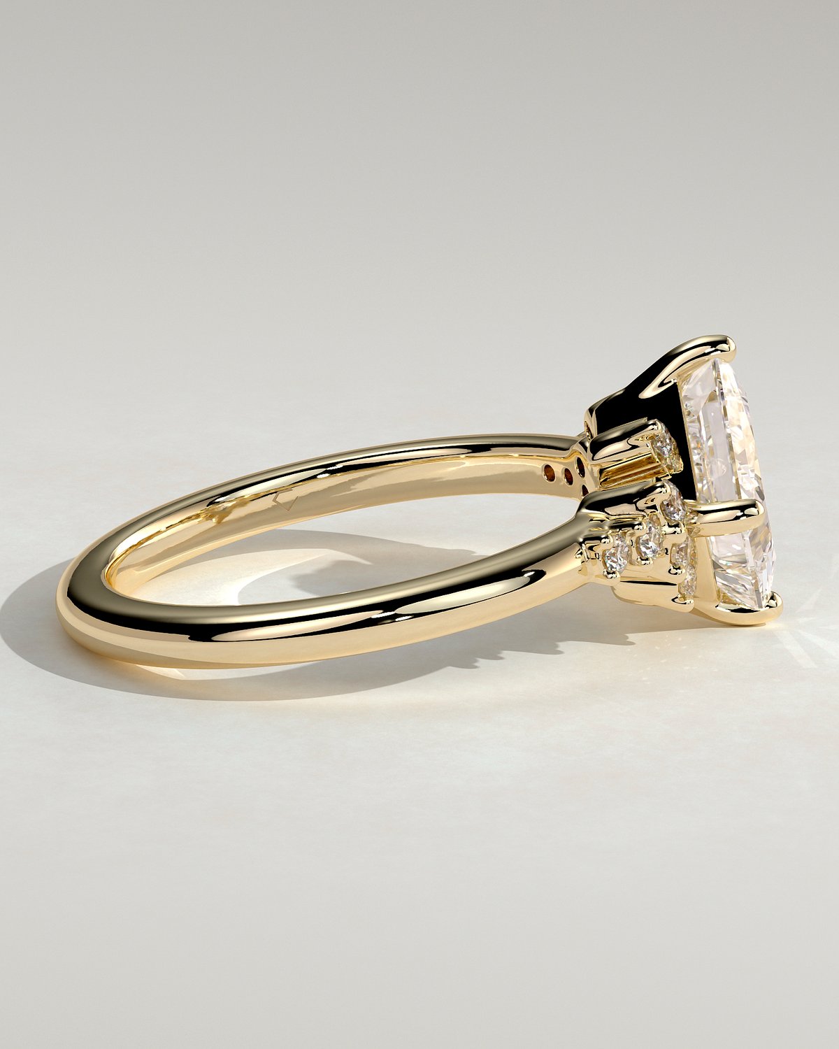 Sophia - Princess Solitaire with Accent Stones - 18k Yellow Gold