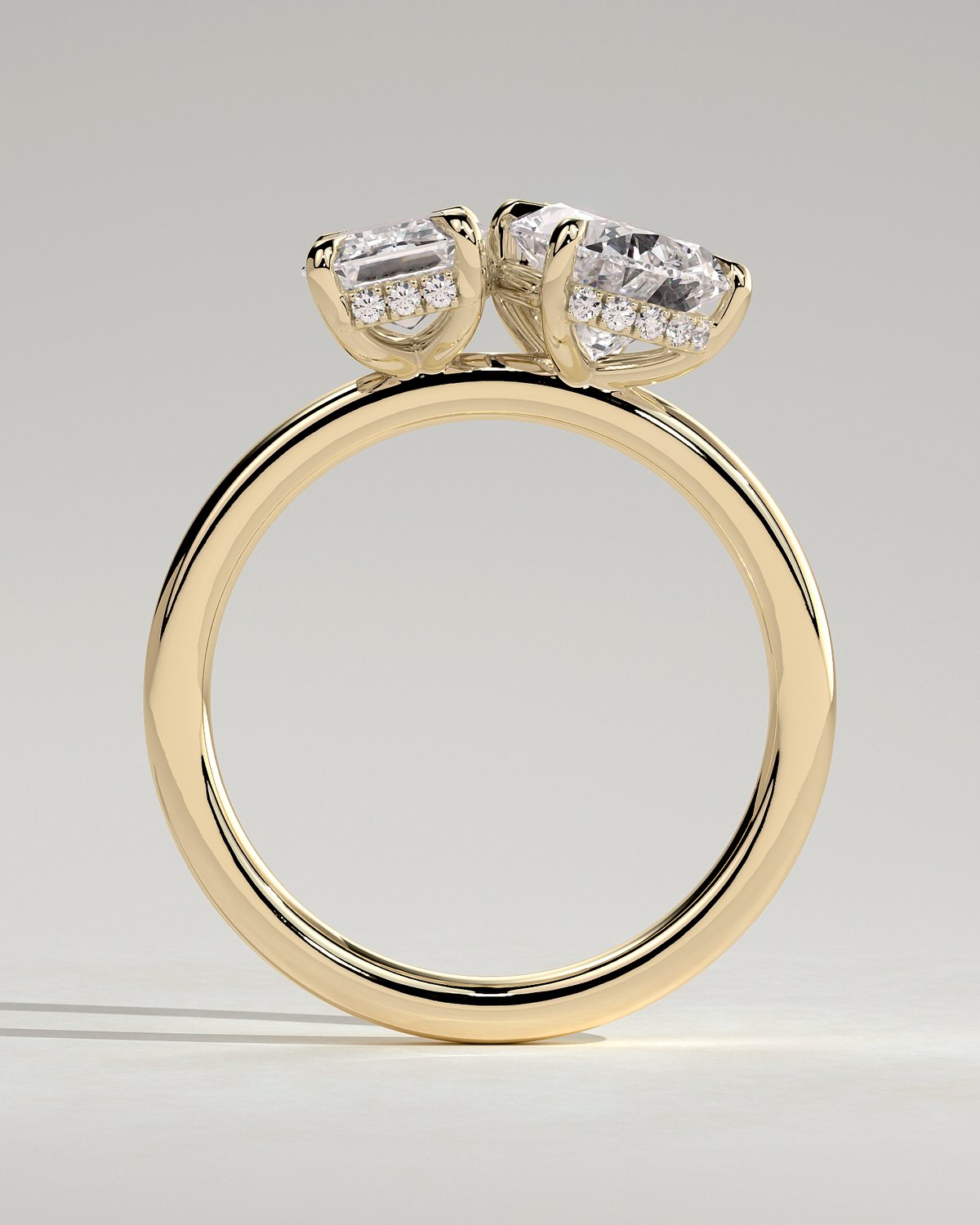 Tahlia - Pear and Emerald Toi Et Moi with Hidden Halo - 18k Yellow Gold