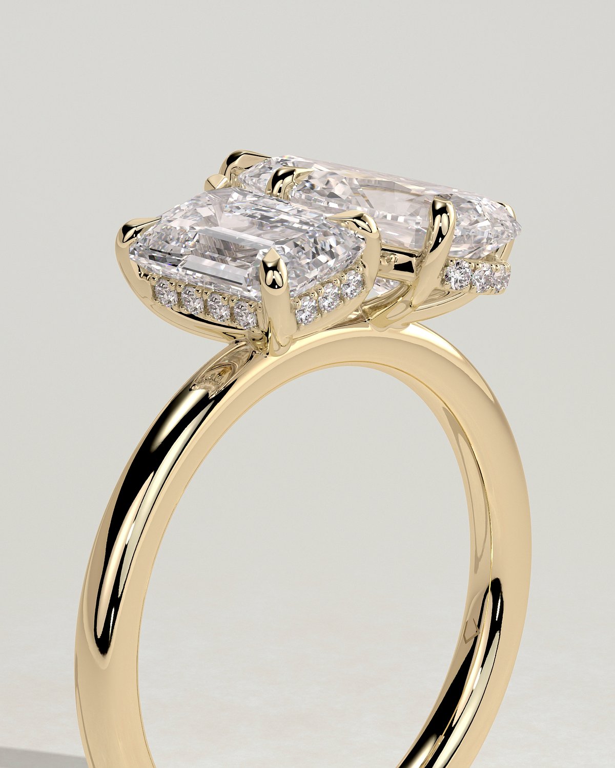 Tahlia - Pear and Emerald Toi Et Moi with Hidden Halo - 18k Yellow Gold