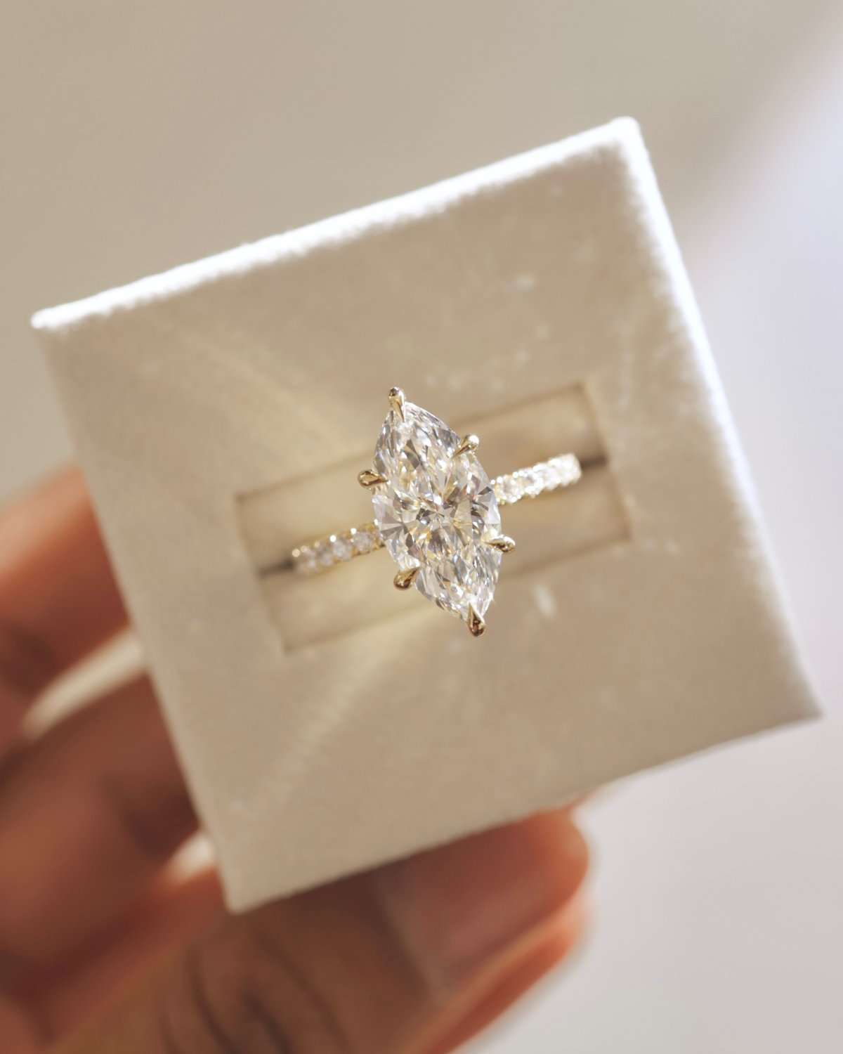 Waverly - 6 Claw Marquise Solitaire with Hidden Halo and Pav Lifestyle Image