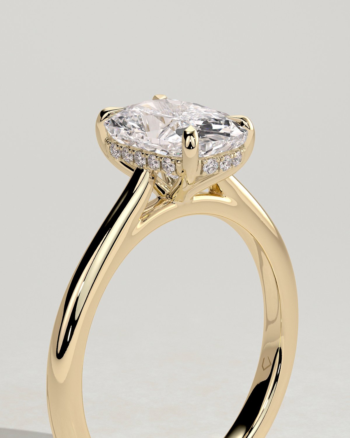 Wendy - 4 Claw Elongated Cushion Solitaire - 18k Yellow Gold