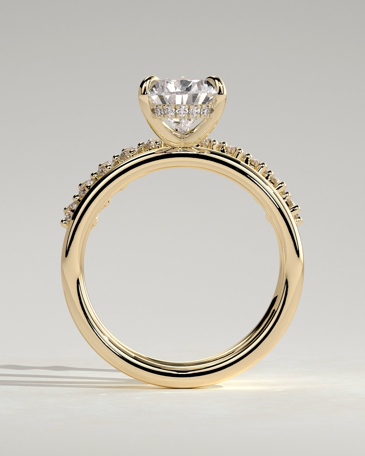 Xanthe - Double Band Pear Solitaire - 18k Yellow Gold