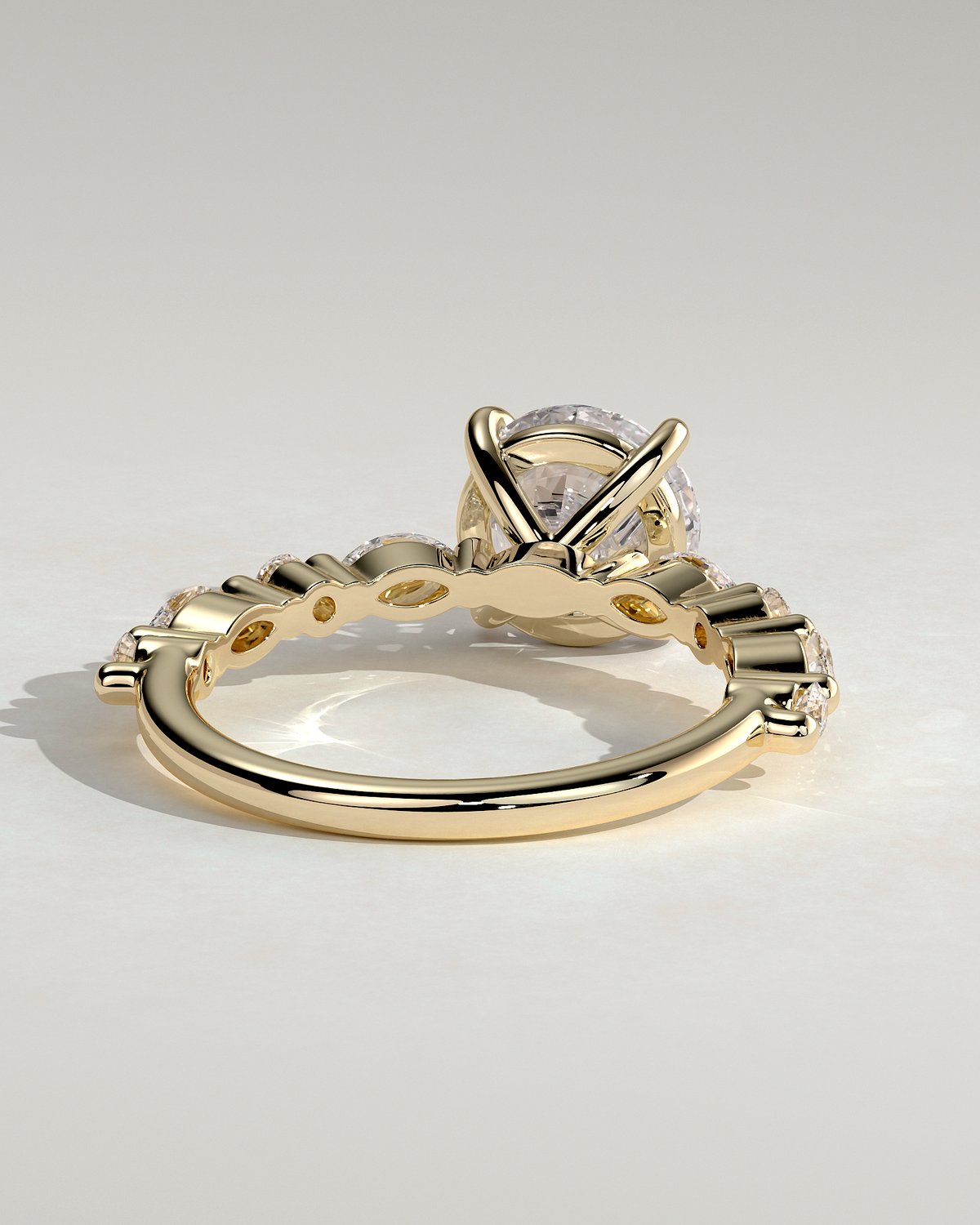 Zade - Round Solitaire with Accent Band - 18k Yellow Gold