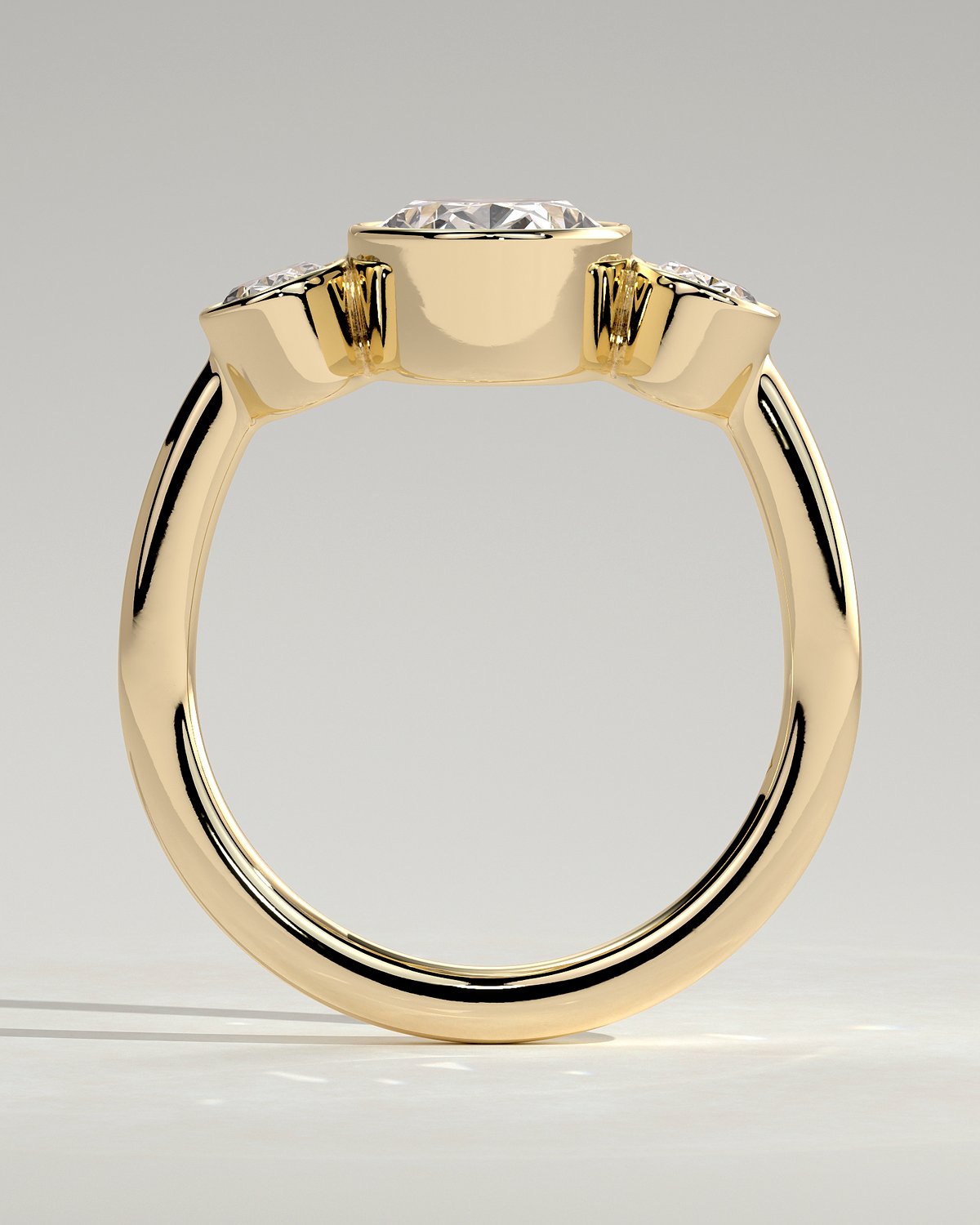 Zelda - Bezel Set Oval Trilogy - 18k Yellow Gold