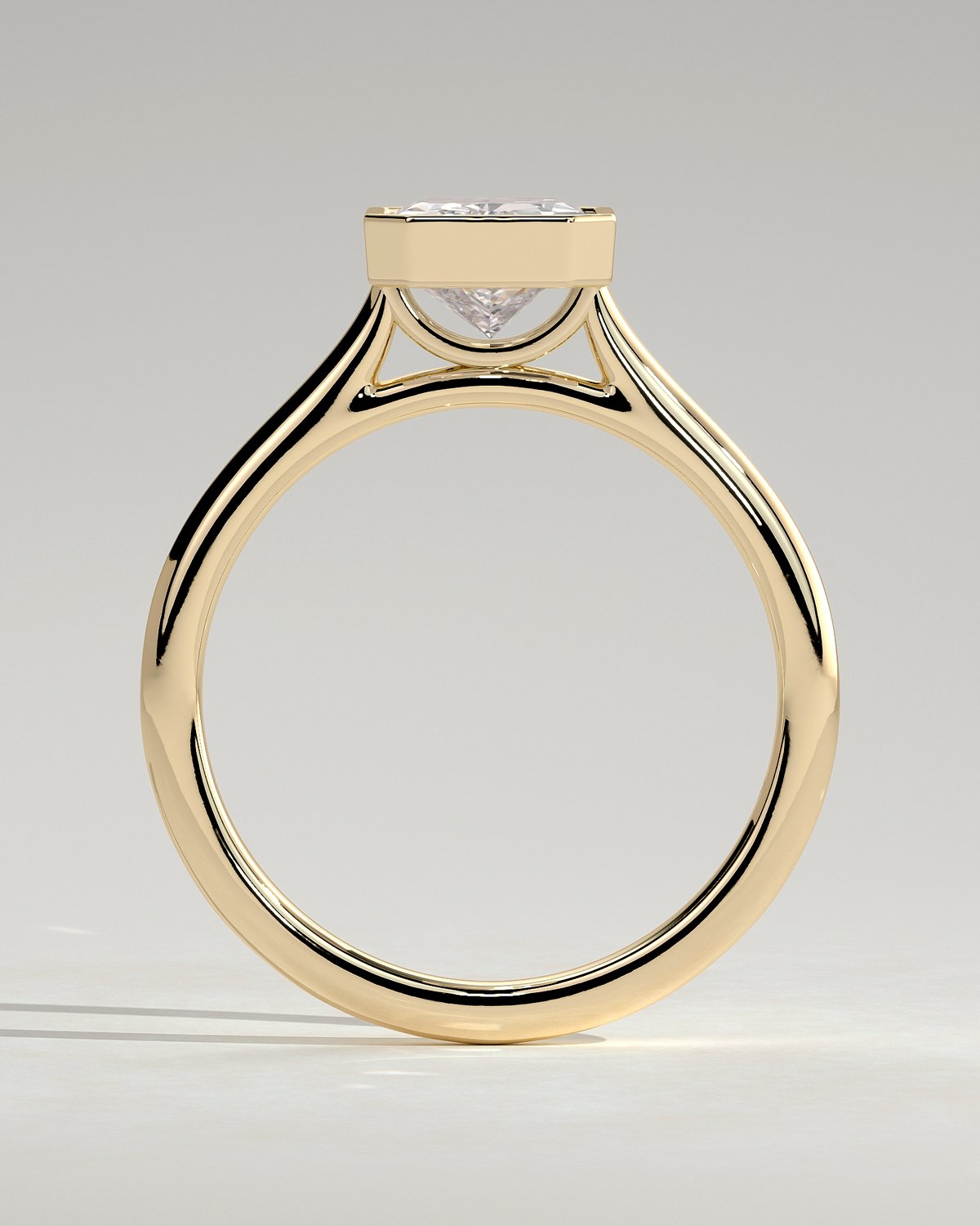 Zoe - Bezel Radiant Cathedral Solitaire - 18k Yellow Gold