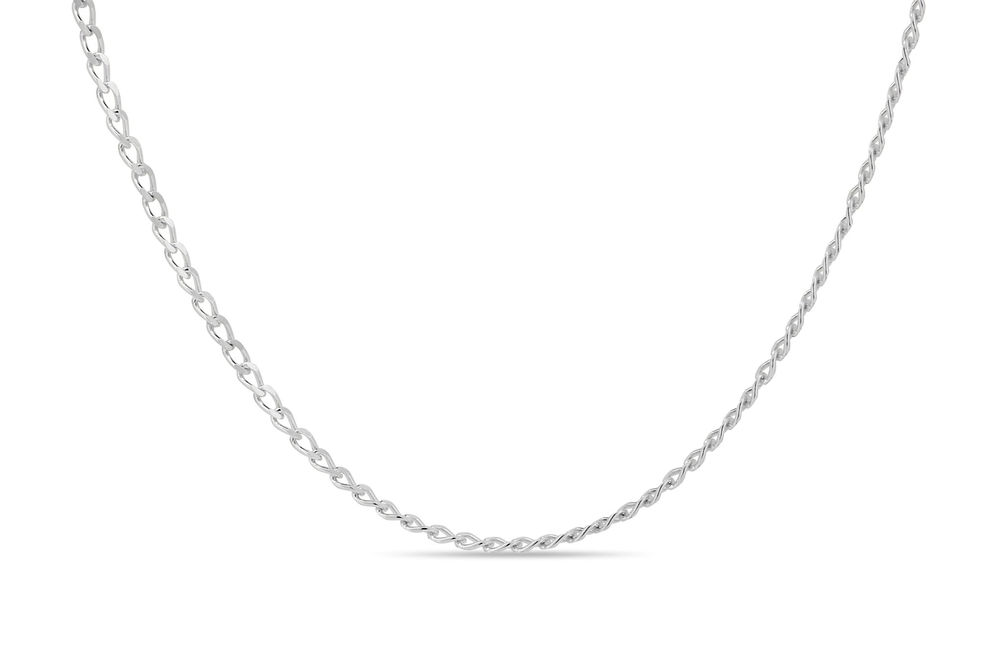 Adley - 45cm Open Diamond Cut Chain - 9k White Gold