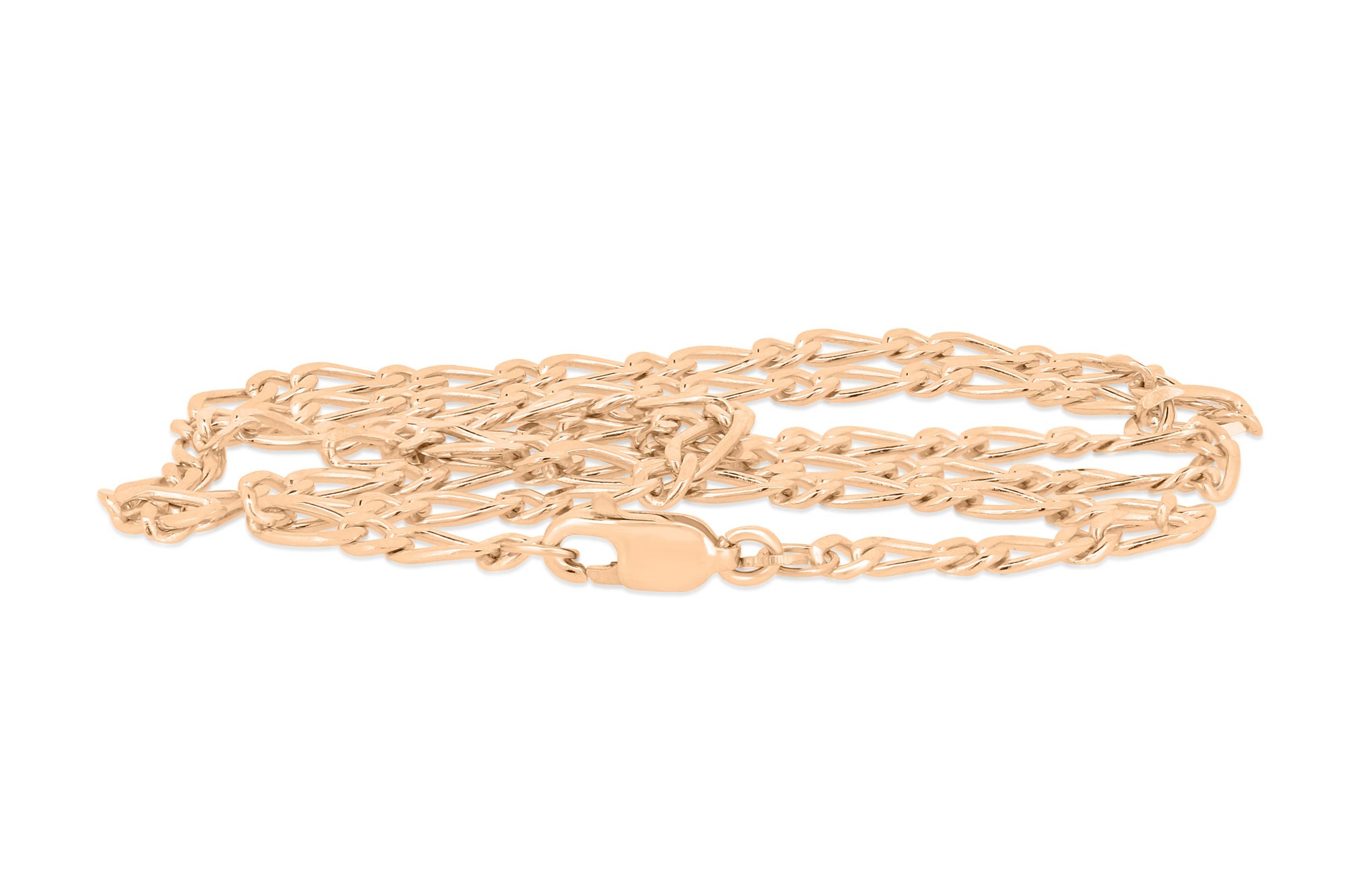 December - 45cm Figaro Link Chain - 9k Rose Gold