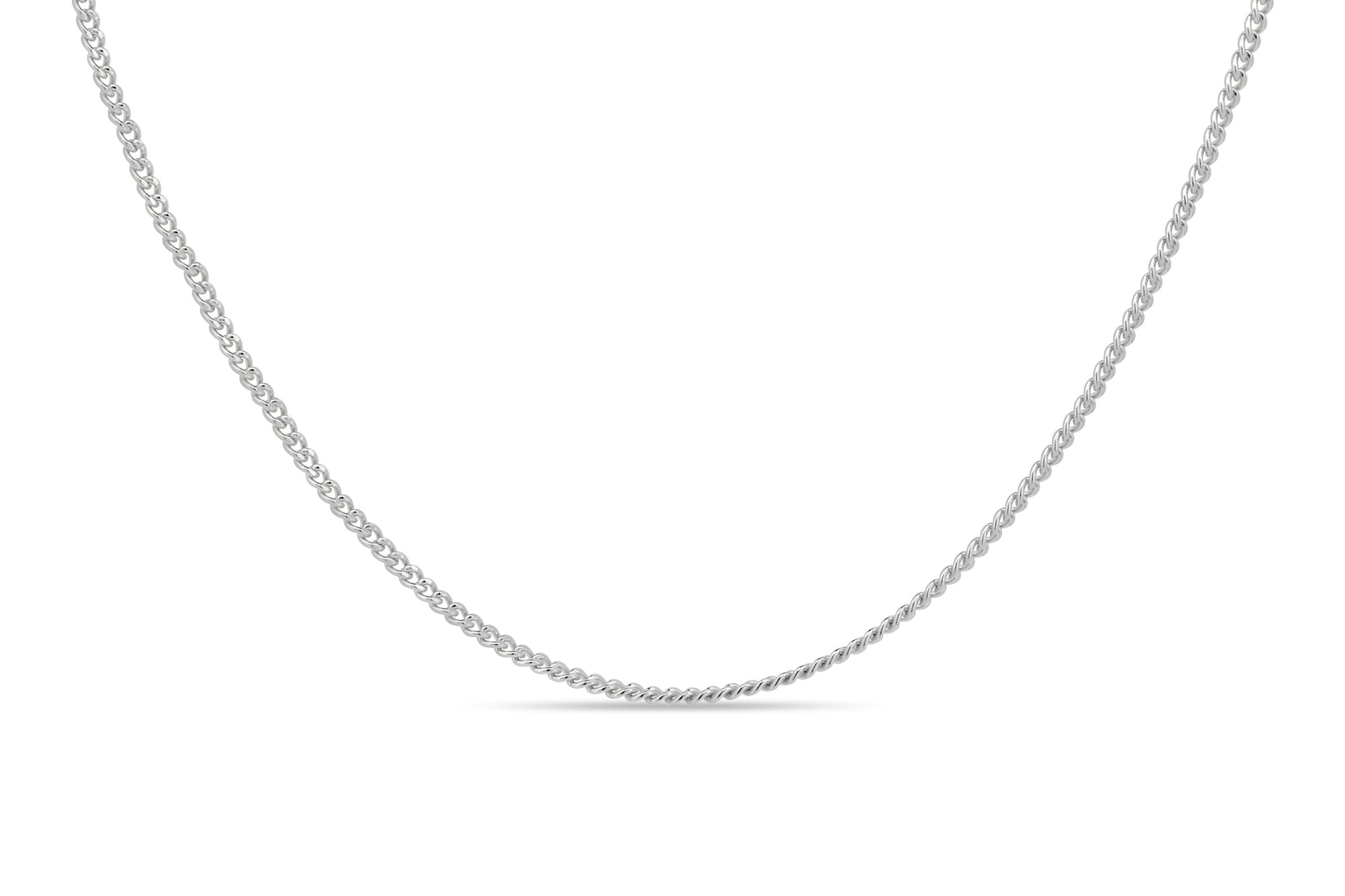 Gal - 45cm Diamond Curb Chain - 9k White Gold