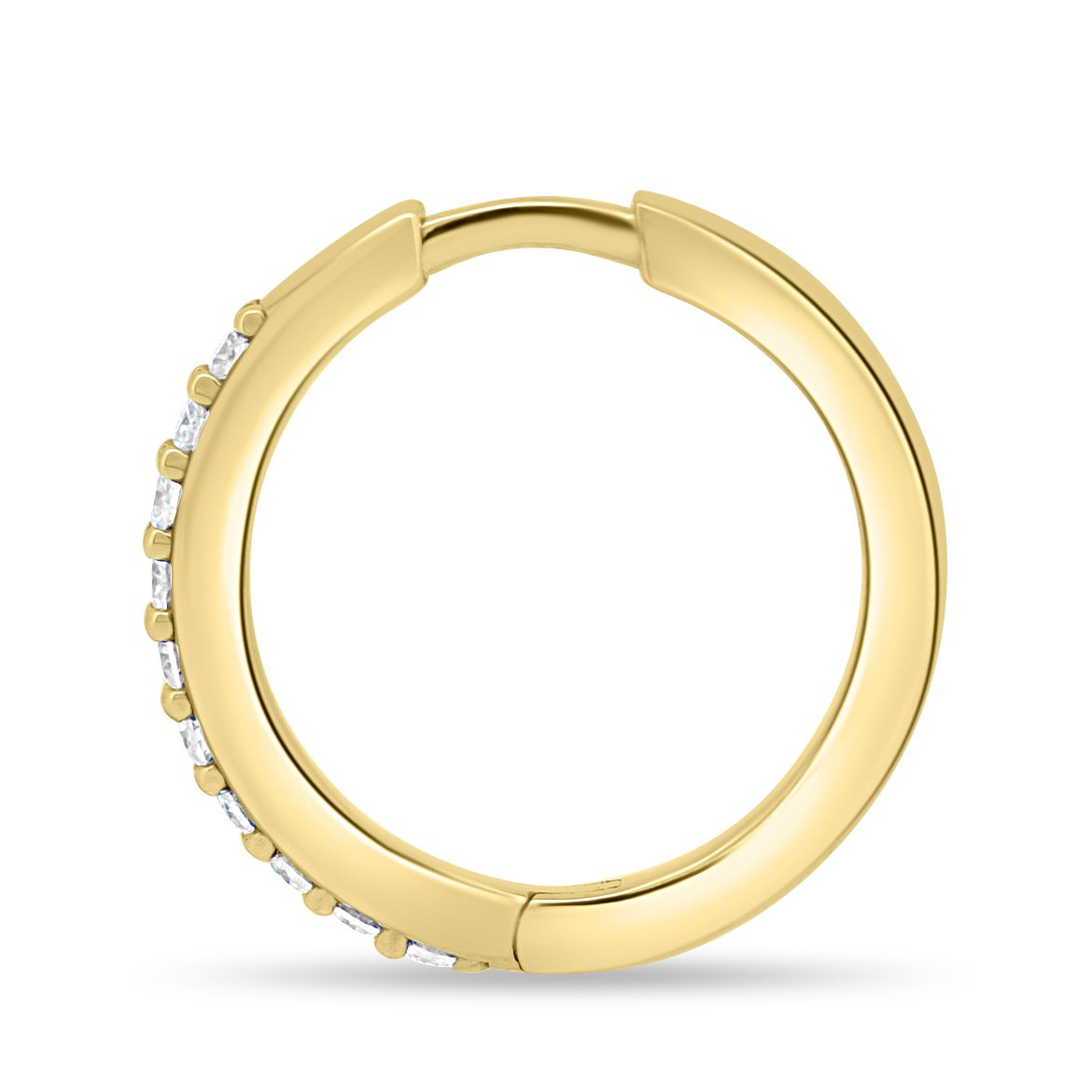 Goldie - Diamond Set Huggie Hoop Earrings - 14k Yellow Gold