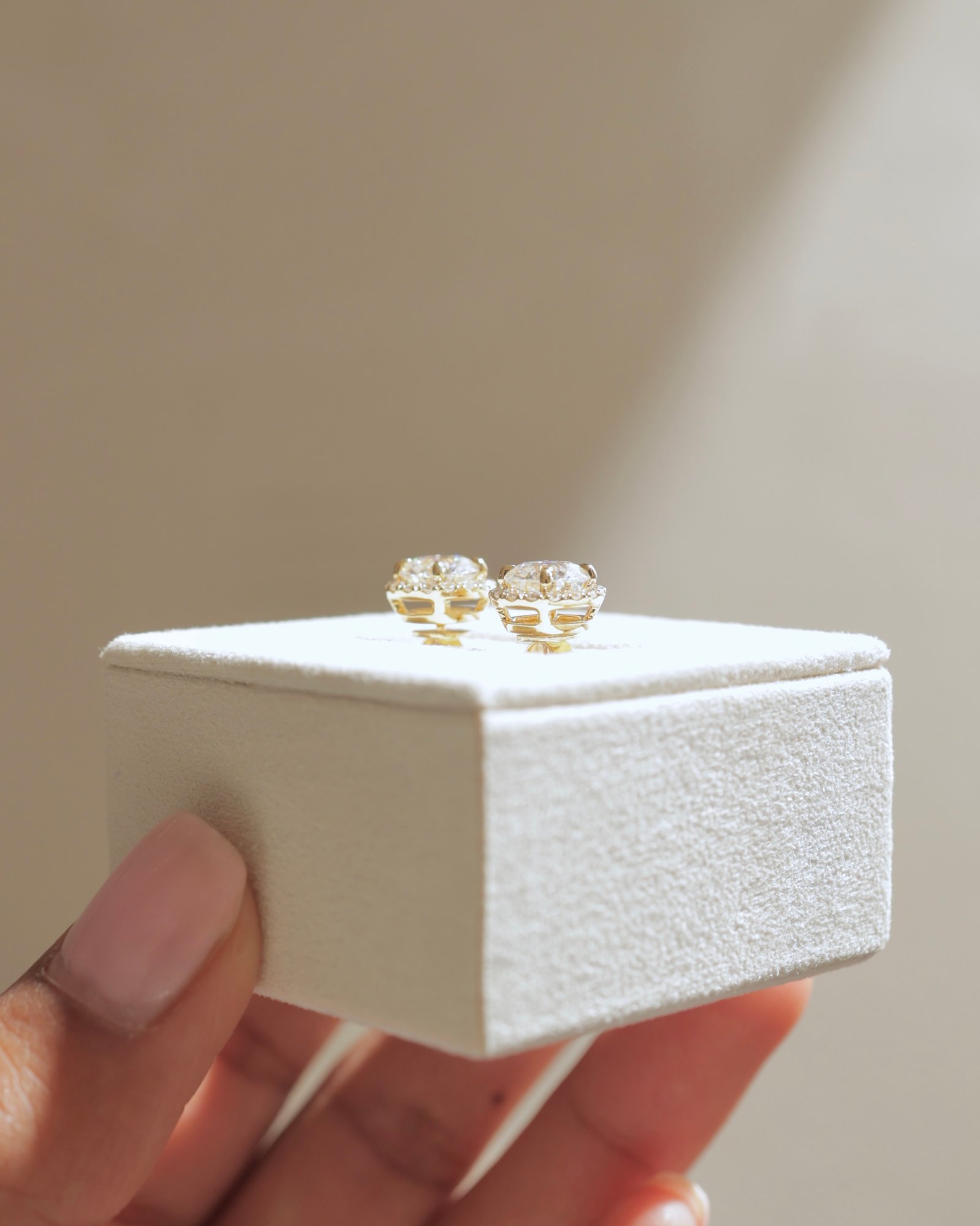 Laurel - Round Halo Earrings Lifestyle Image