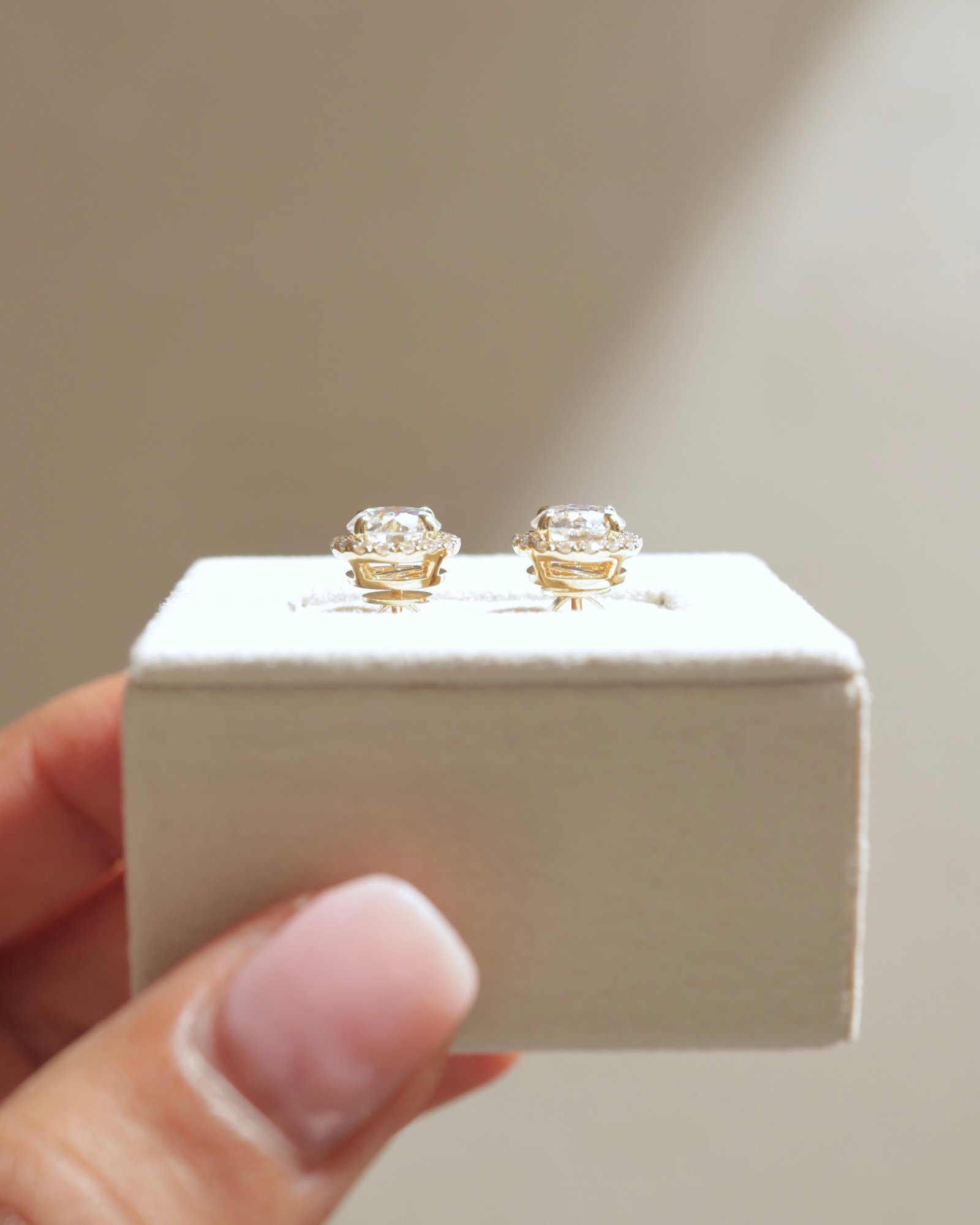 Laurel - Round Halo Earrings Lifestyle Image