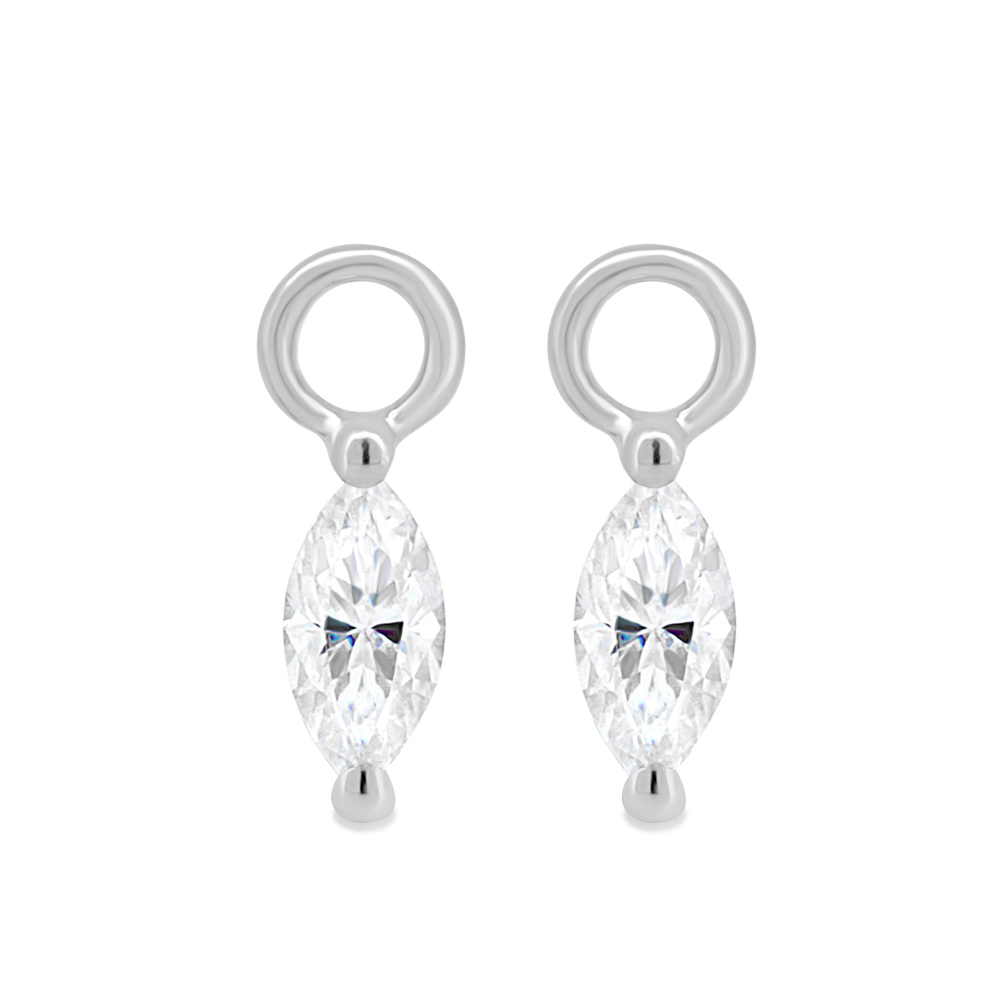 Lola - Marquise Earring Charm - 9k White Gold