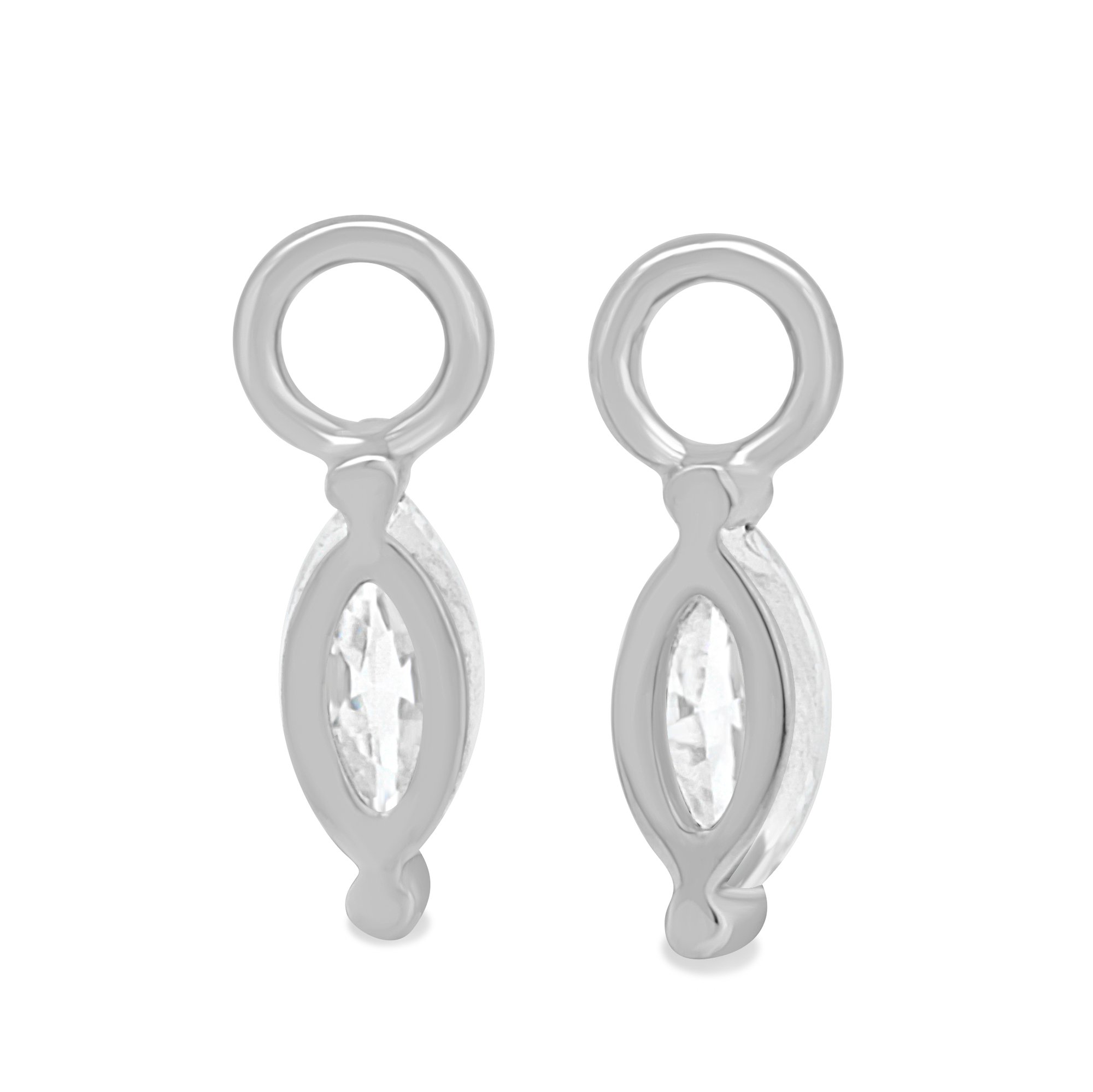Lola - Marquise Earring Charm - 9k White Gold
