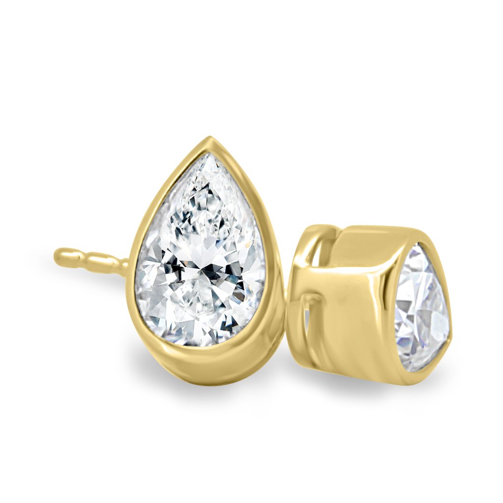 Lucia - Pear Bezel Earrings - 18k Yellow Gold