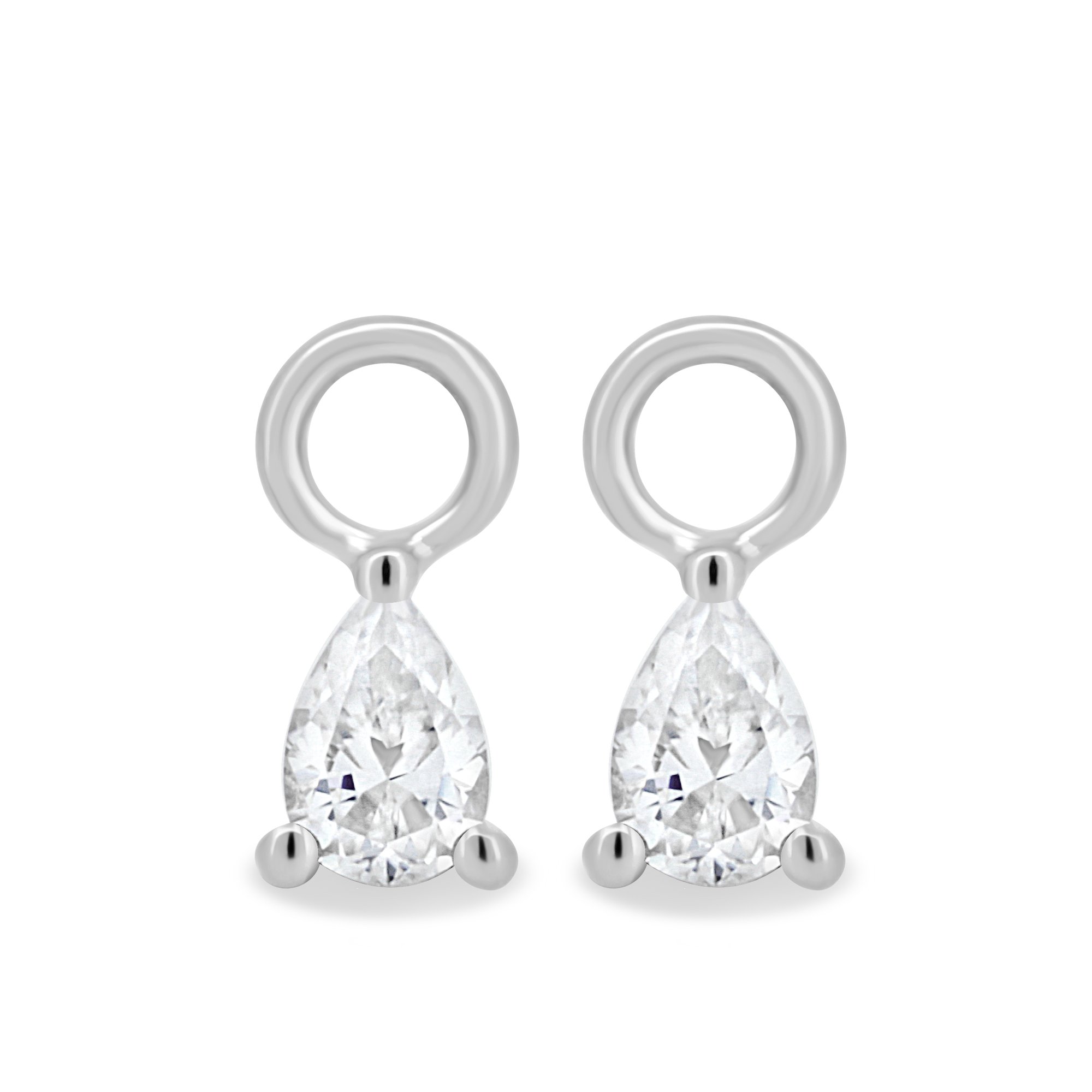 Millie - Pear Earring Charm - 9k White Gold