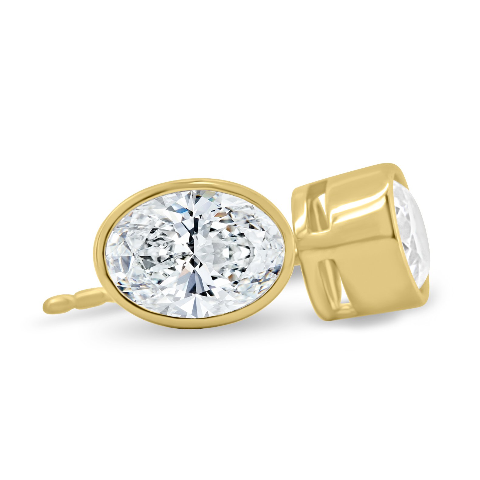 Miriam - Oval Bezel Earrings - 18k Yellow Gold