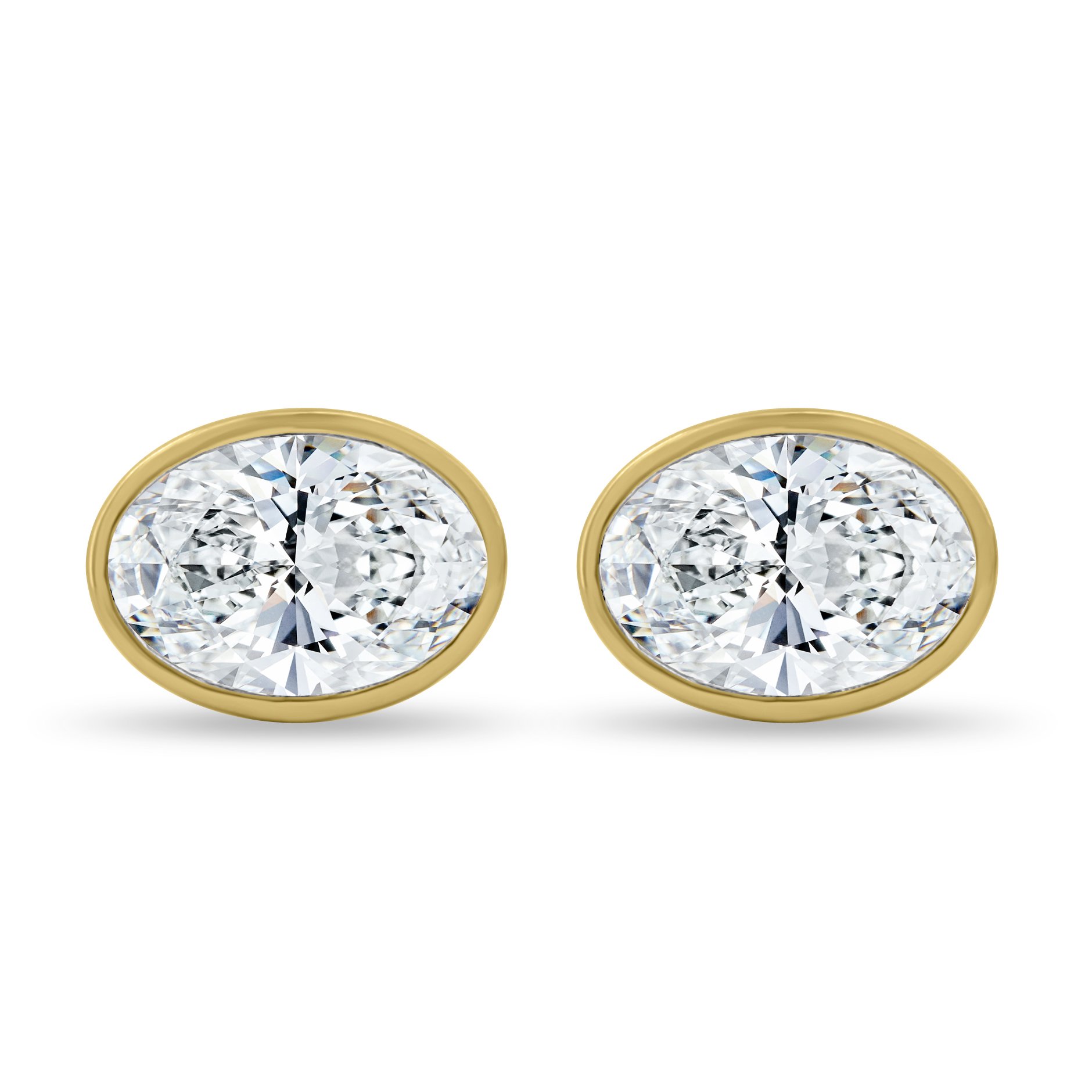 Miriam - Oval Bezel Earrings - 18k Yellow Gold