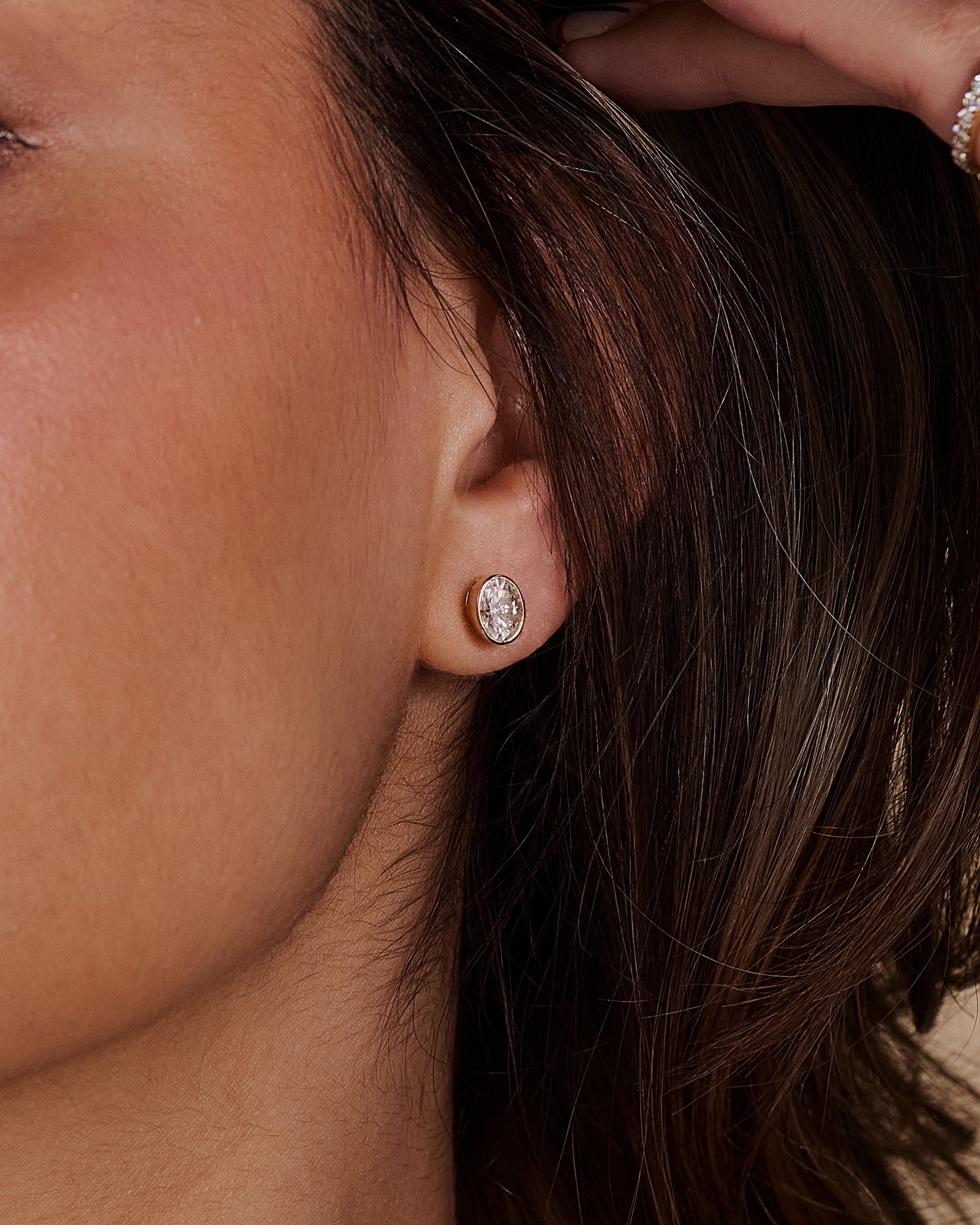 Miriam - Oval Bezel Earrings Lifestyle Image