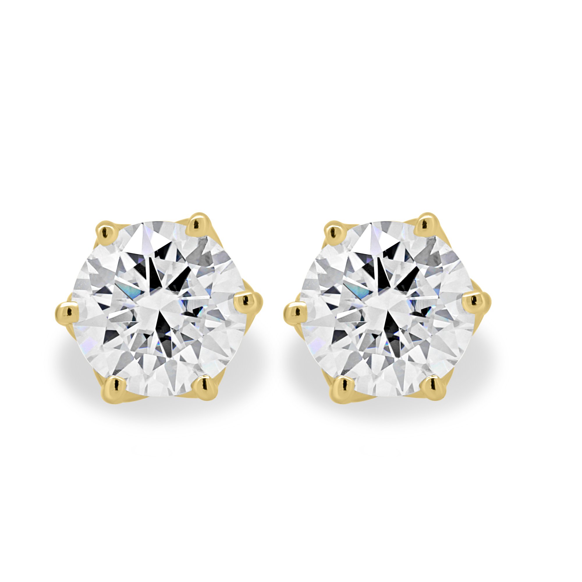 Oriana - Round 6 Claw Earrings - 18k Yellow Gold